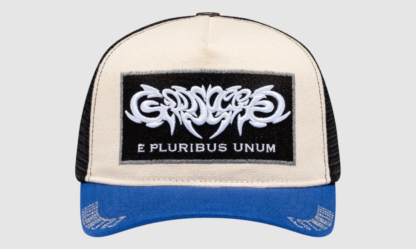 Godspeed Godspeed 'E Pluribus' White & Blue Trucker Hat Size ONE SIZE - 1 Preview