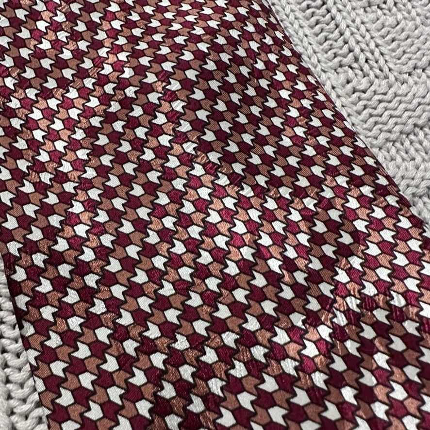Vintage Vintage 80s red abstract houndstooth silk tie Size ONE SIZE - 2 Thumbnail