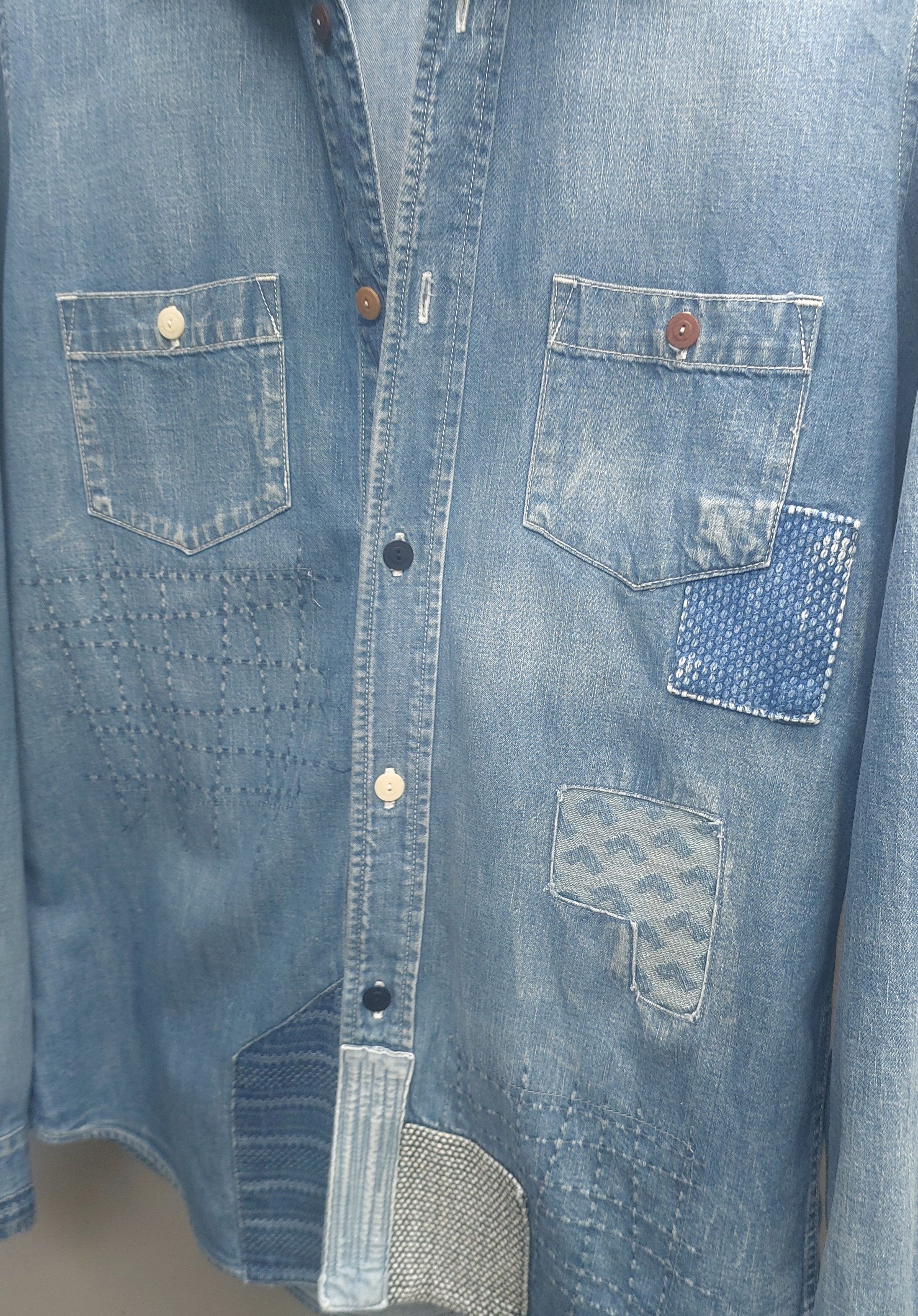 FDMTL FDMTL Patchwork Denim Shirt Size US L / EU 52-54 / 3 - 7 Thumbnail