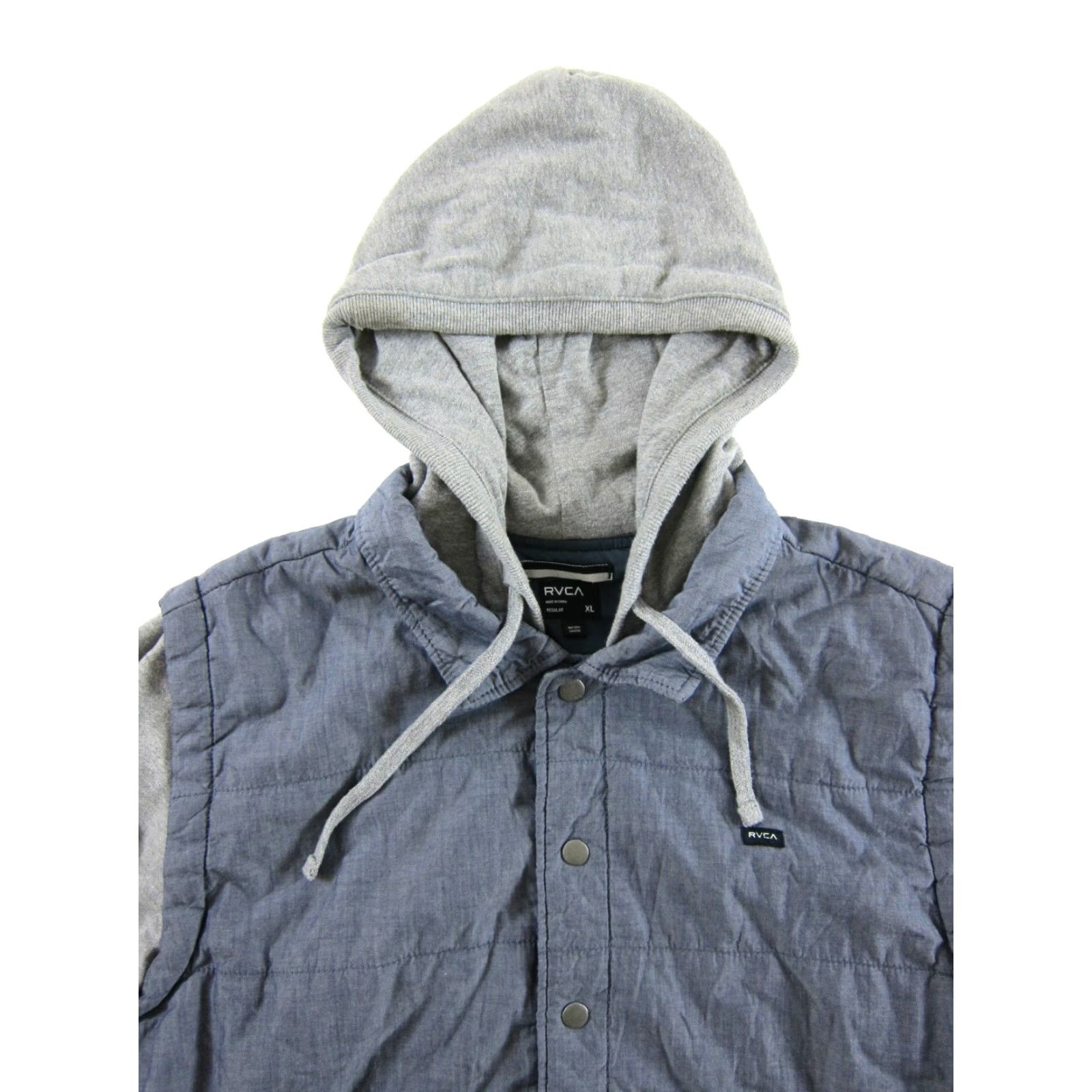 RVCA RVCA Blue Grey Snap Hooded Puff Quilted Vest Jacket Men XL Size US XL / EU 56 / 4 - 4 Thumbnail
