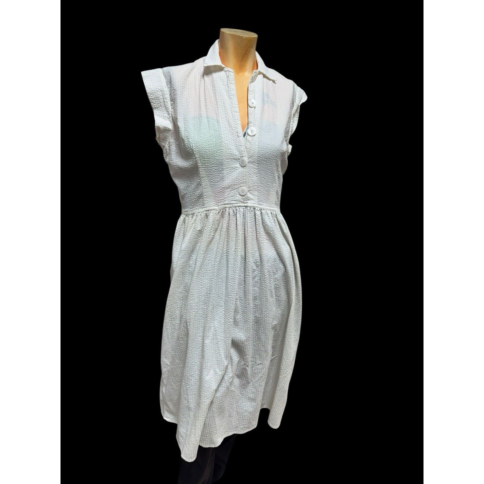 Christy Dawn Christy Dawn M Textured Cotton Midi Dress Size M / US 6-8 / IT 42-44 - 3 Thumbnail