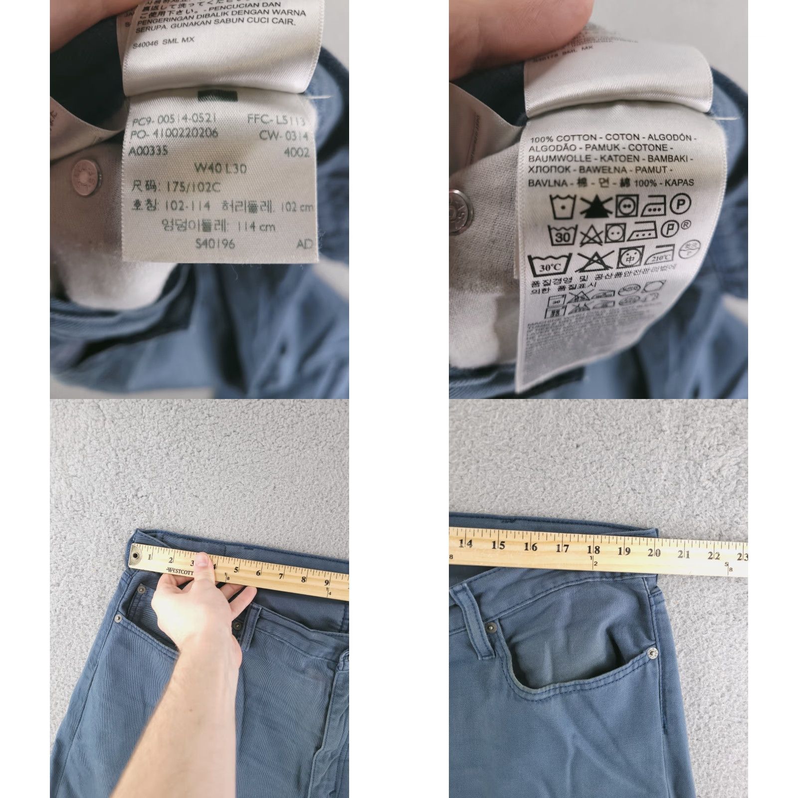 Levi's Levis Jeans Mens 40x30 Blue Straight Distressed 514 Khaki Chino Size US 40 / EU 56 - 8 Thumbnail
