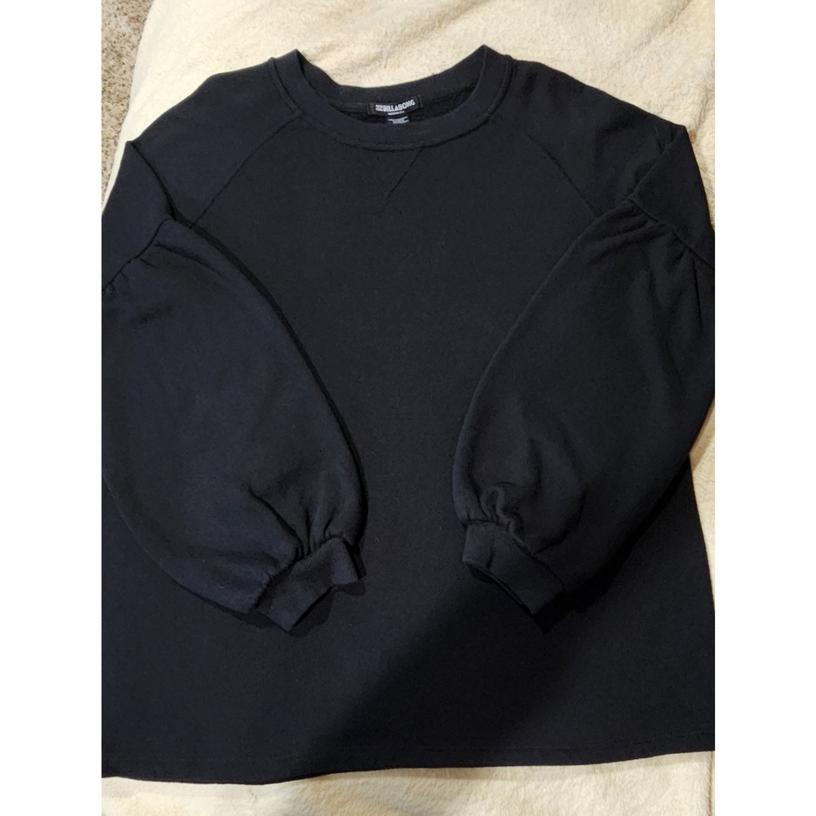 Billabong Billabong Black Crewneck Balloon-Sleeve Sweater Women's Med Size M / US 6-8 / IT 42-44 - 2 Thumbnail
