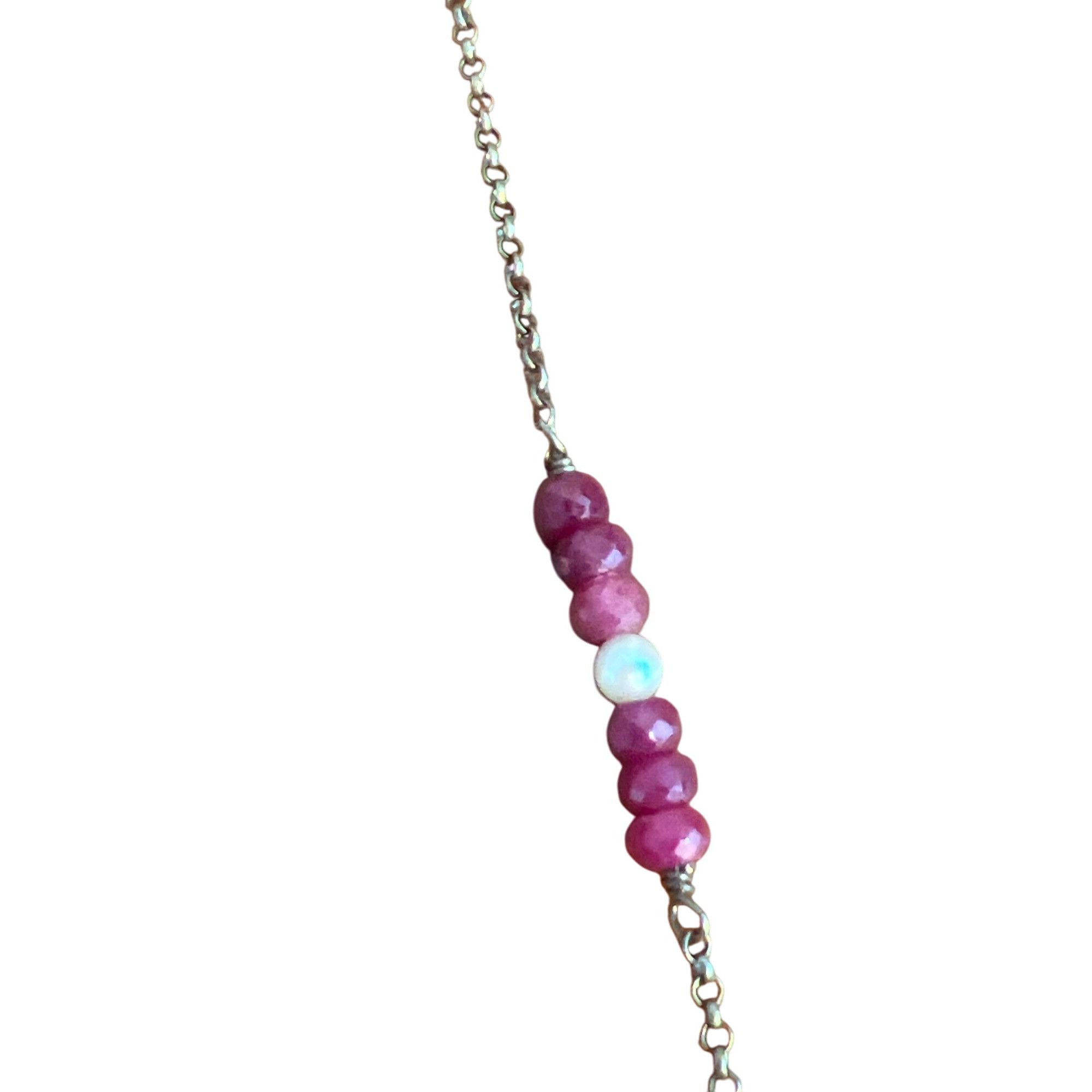 Other Vintage Sterling Silver Pearl Beaded Necklace Purple Glass S Size ONE SIZE - 3 Thumbnail