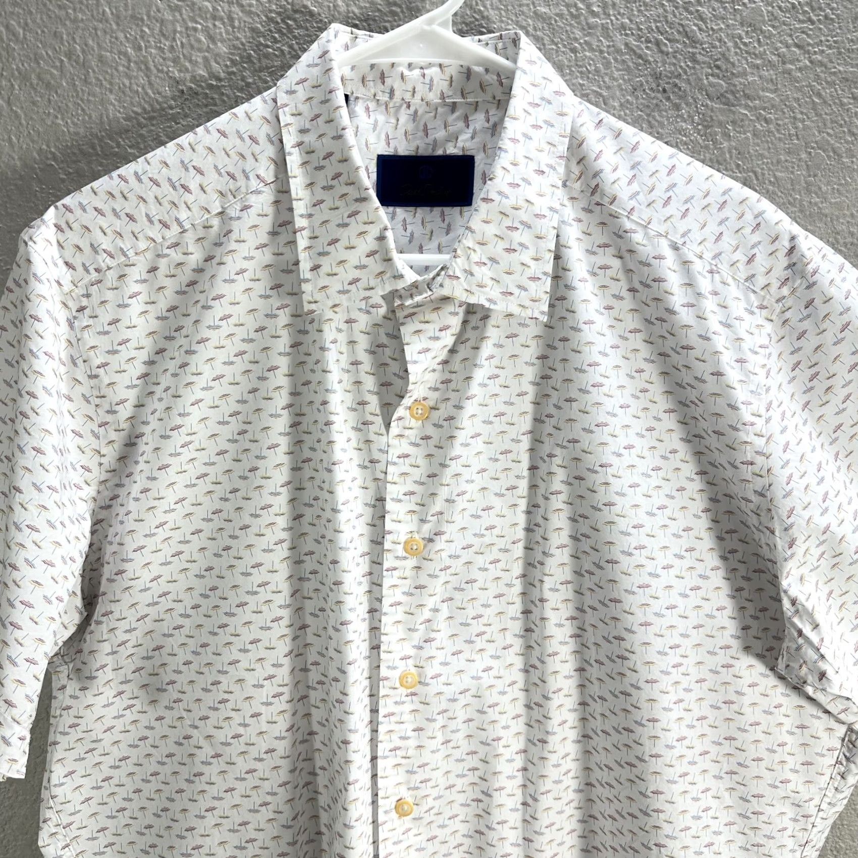 David Donahue David Donahue White Shirt Umbrellas Short Sleeve Cotton XL Mens Button-Up Shirt Size US XL / EU 56 / 4 - 4 Thumbnail