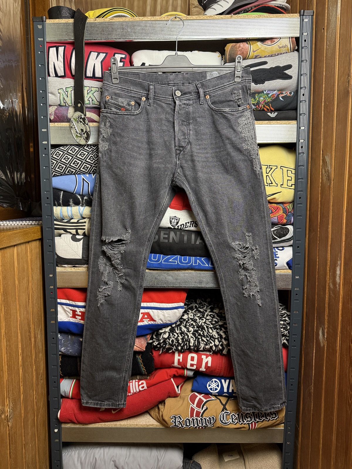 Diesel Distress Tepphar Slim Carrot Fit Denim Jeans
