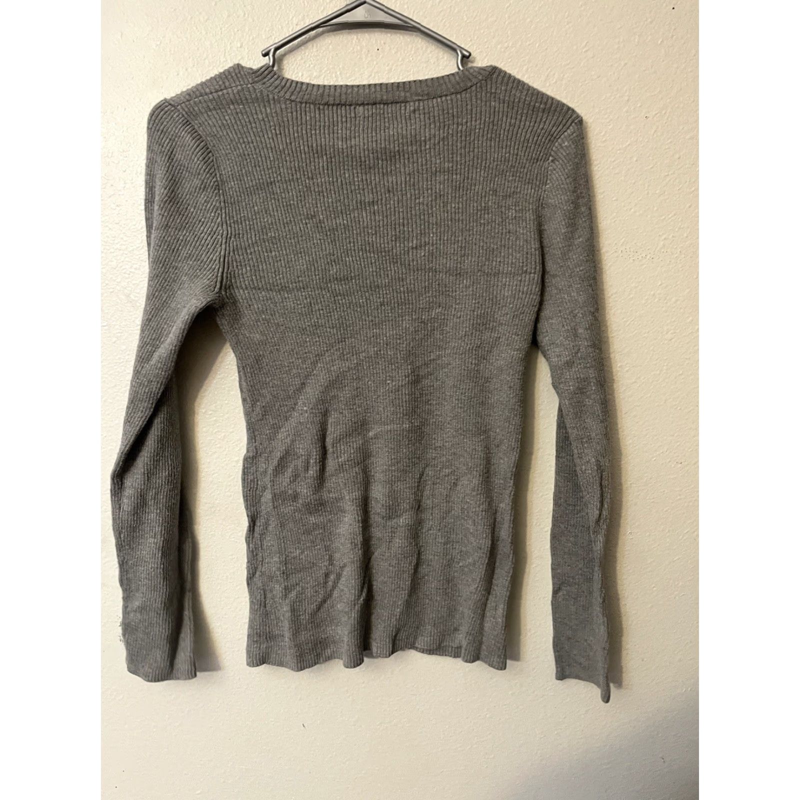 DKNY DKNY Jeans Women's V Neck Knit Ribbed Sweater Long Sleeve Gray Size Large Size L / US 10 / IT 46 - 2 Thumbnail