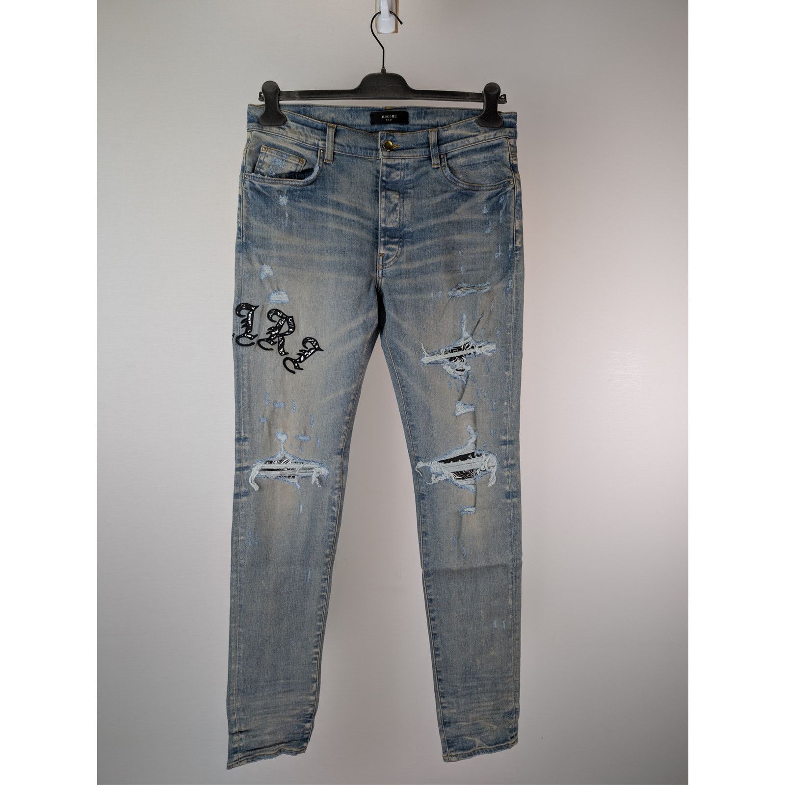 Amiri o1rshd1 Old English Logo Jean Denim Jeans Clay Indigo Size US 34 / EU 50 - 1 Thumbnail