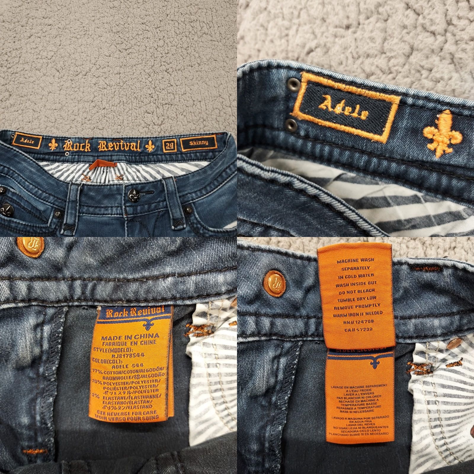 Vintage Rock Revival Adele Jeans Women's 29 x 31 Blue Low Rise Bootcut Medium Wash Denim Size 29" - 9 Thumbnail