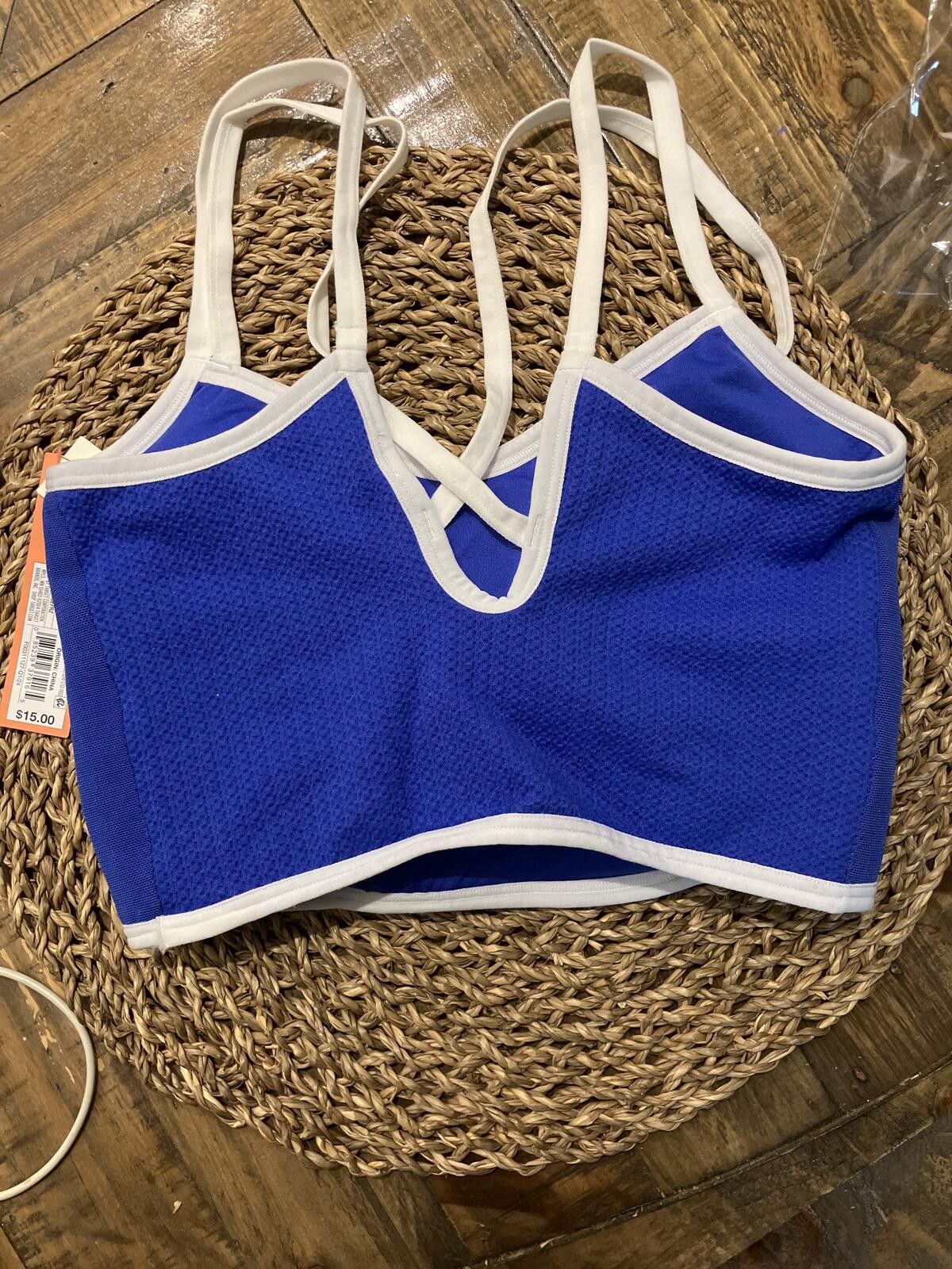 Other NWT Colsie Blue Sports Bra with White Trim, Size Small Size ONE SIZE - 5 Thumbnail