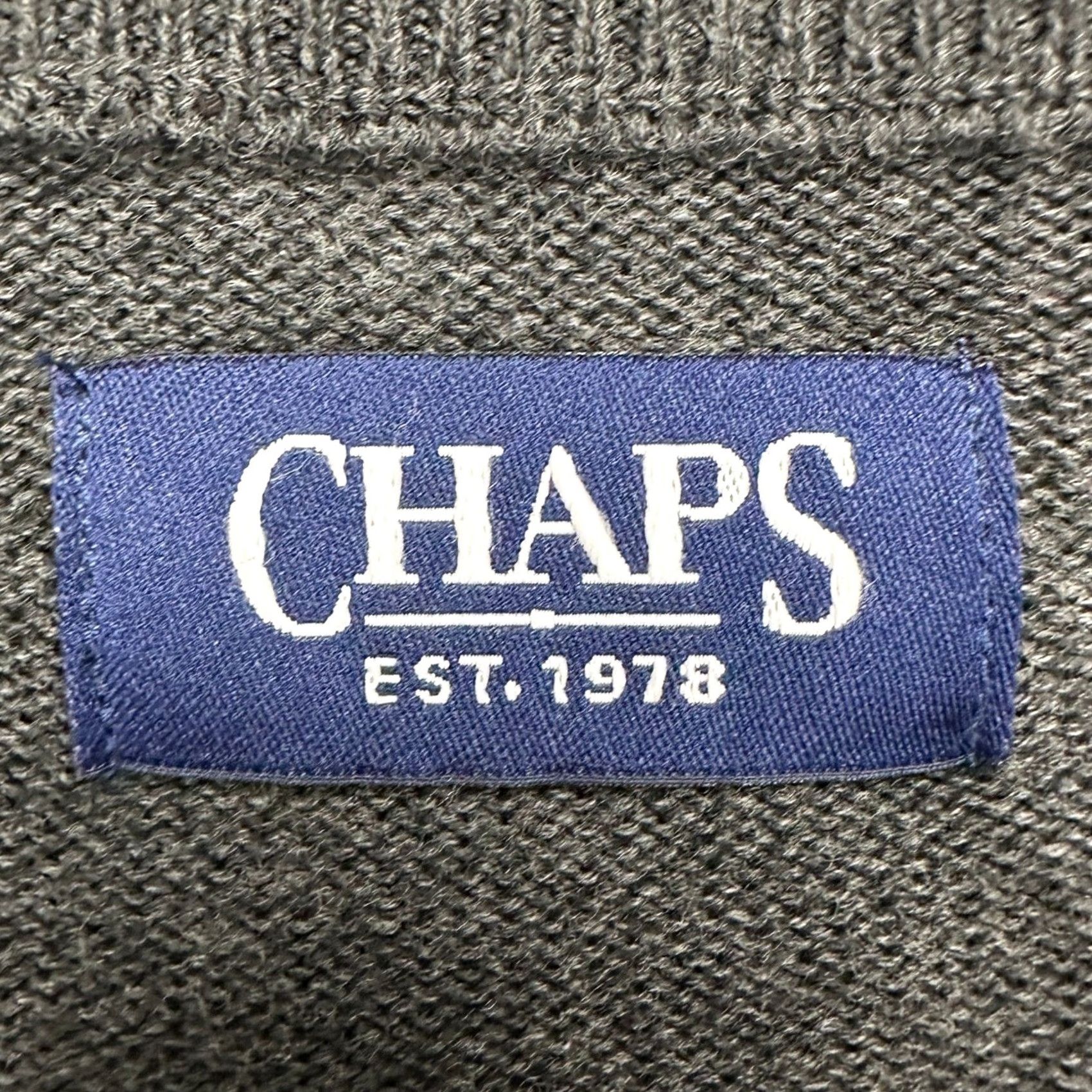 Chaps Chaps Pullover Sweater Mens M V-Neck Long Sleeve Logo Comfort Knit Solid Gray Casual Outdoor Walking Clothing Mens Size US M / EU 48-50 / 2 - 4 Thumbnail