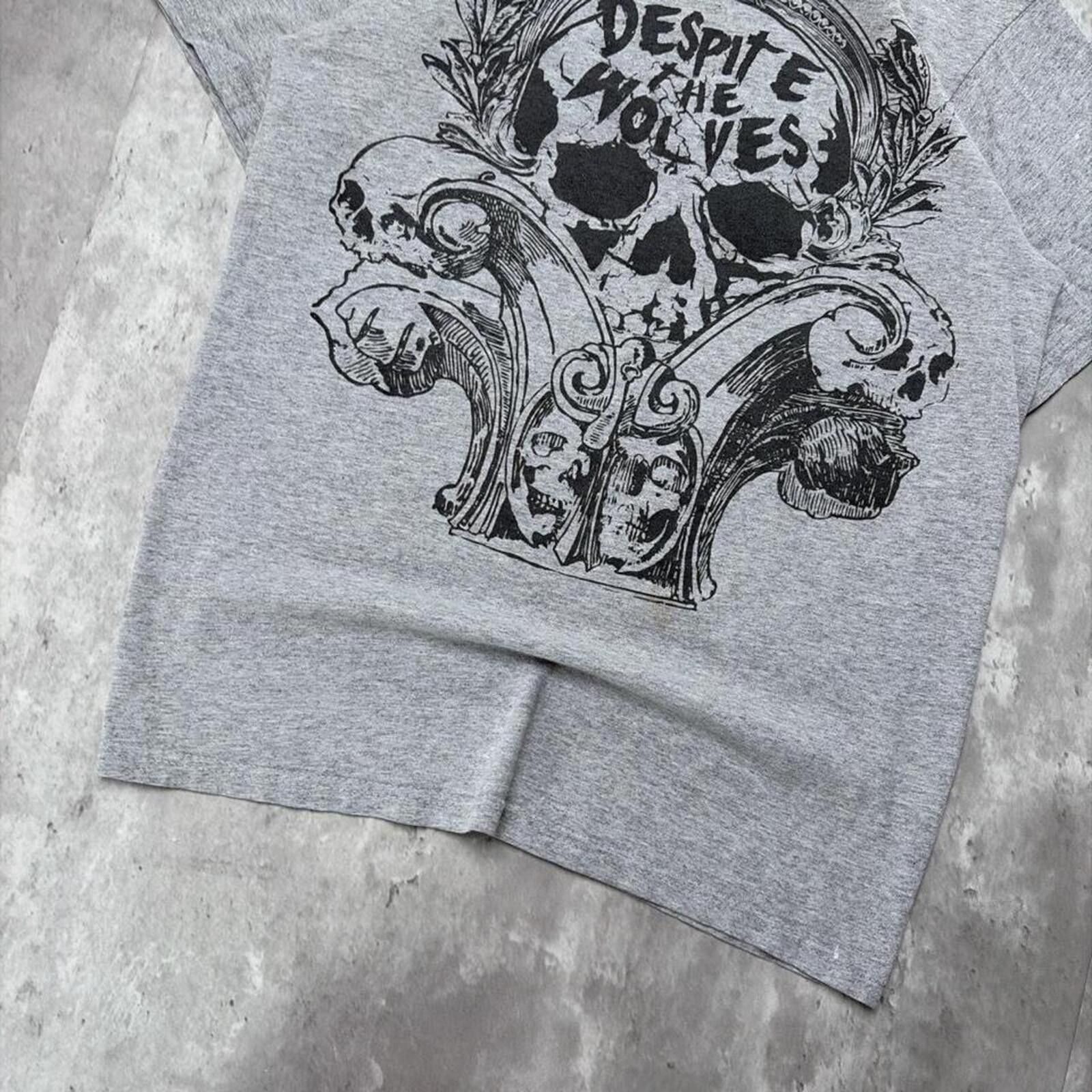 Other Y2K Grey Despite The Wolves Grunge Skull Skater T-Shirt Size US S / EU 44-46 / 1 - 4 Thumbnail