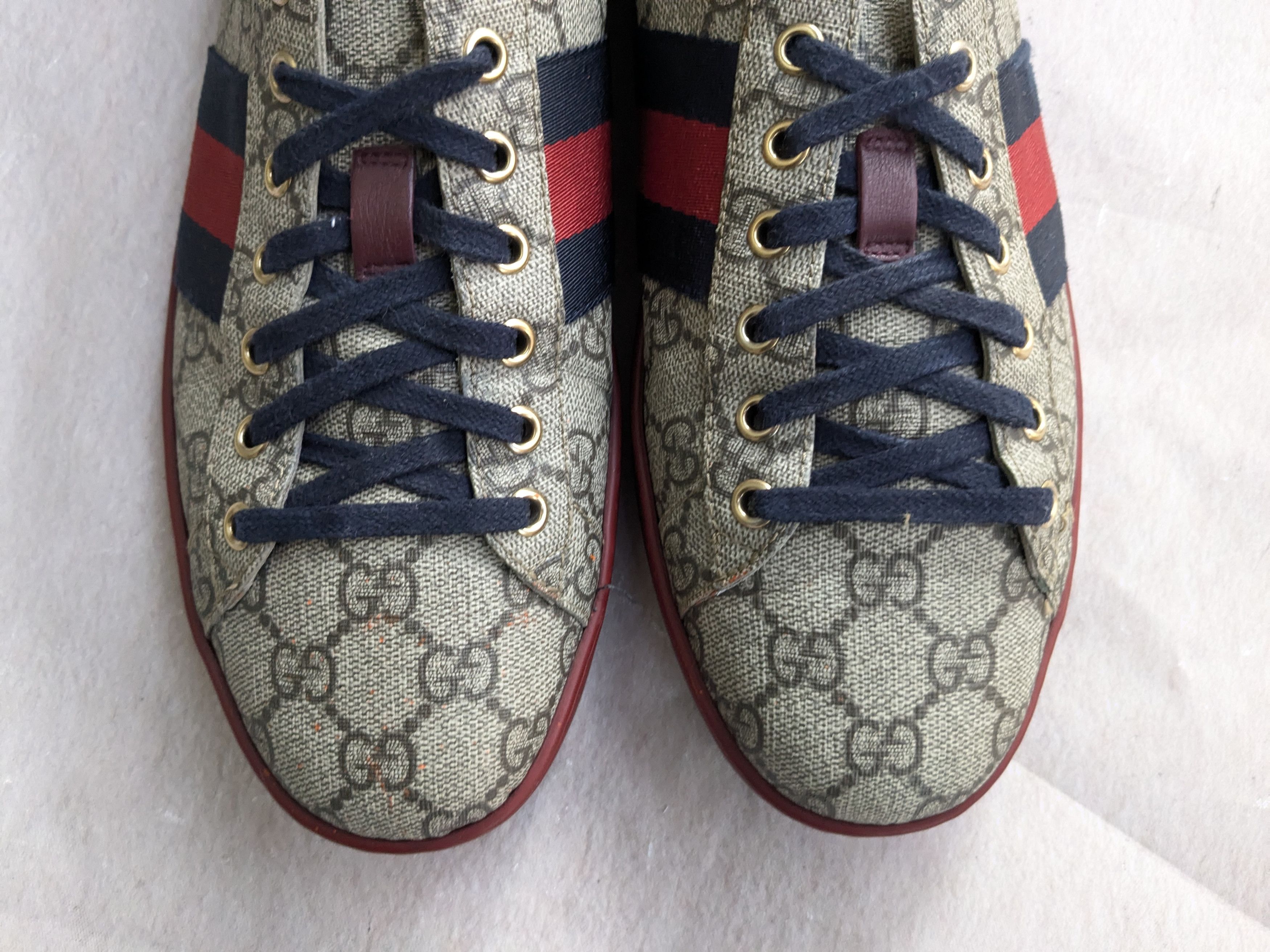 Gucci Gucci Ace GG Supreme Sneakers Red 10 Monogram 429445 Size US 10 / EU 43 - 2 Thumbnail