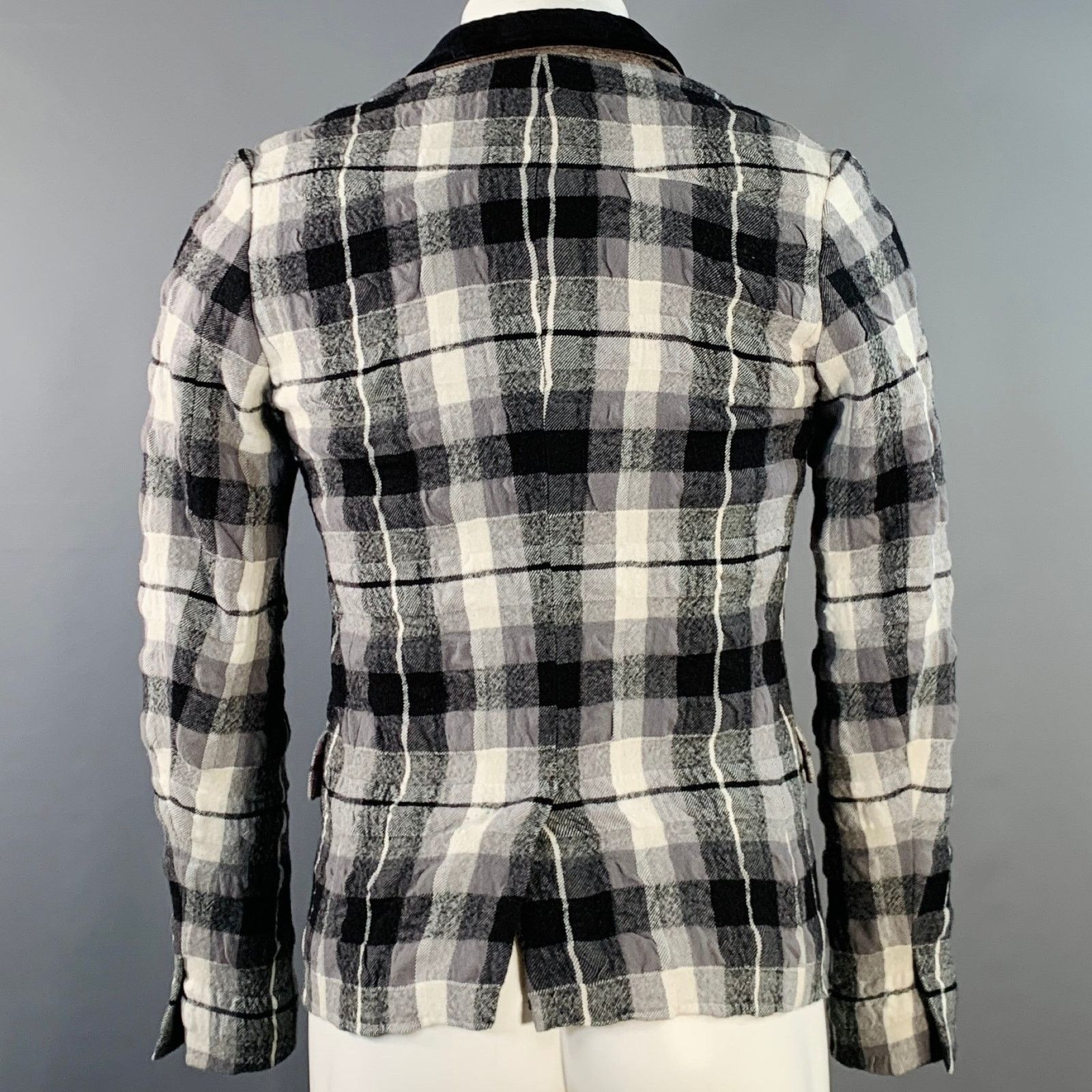 Haider Ackermann HAIDER ACKERMANN Grey Black White Wool Cotton Sport Coat Size 34R - 4 Thumbnail