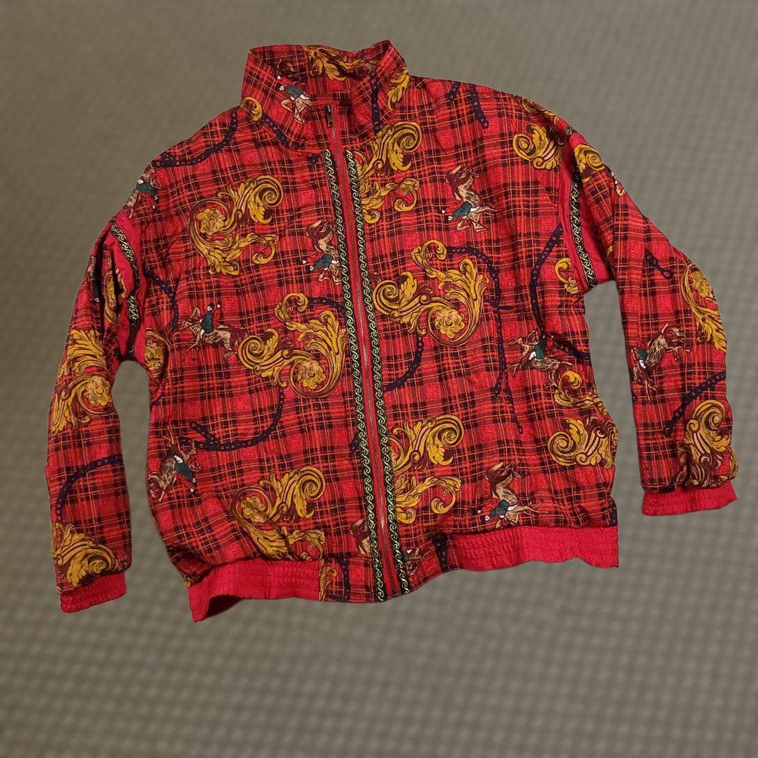 Vintage VINTAGE Sports Accent Jacket Womens Petite Large Red Plaid Baroque Horse Equestrian 90s Size L / US 10 / IT 46 - 1 Thumbnail
