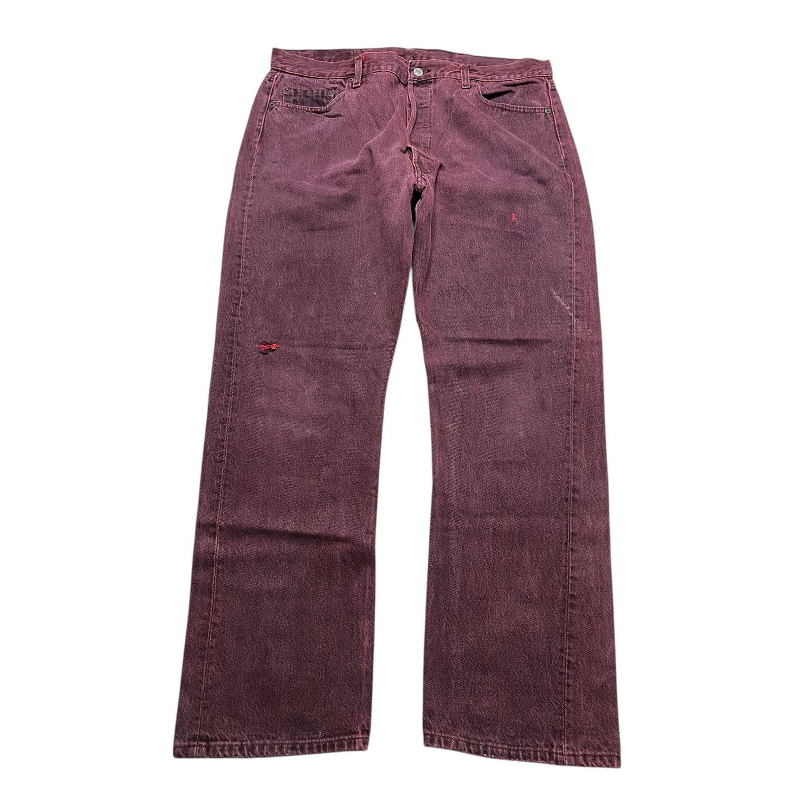 Levi's Vintage 80s Levi’s 501 Red Overdyed Jeans Distressed 38x30 Size US 38 / EU 54 - 1 Thumbnail