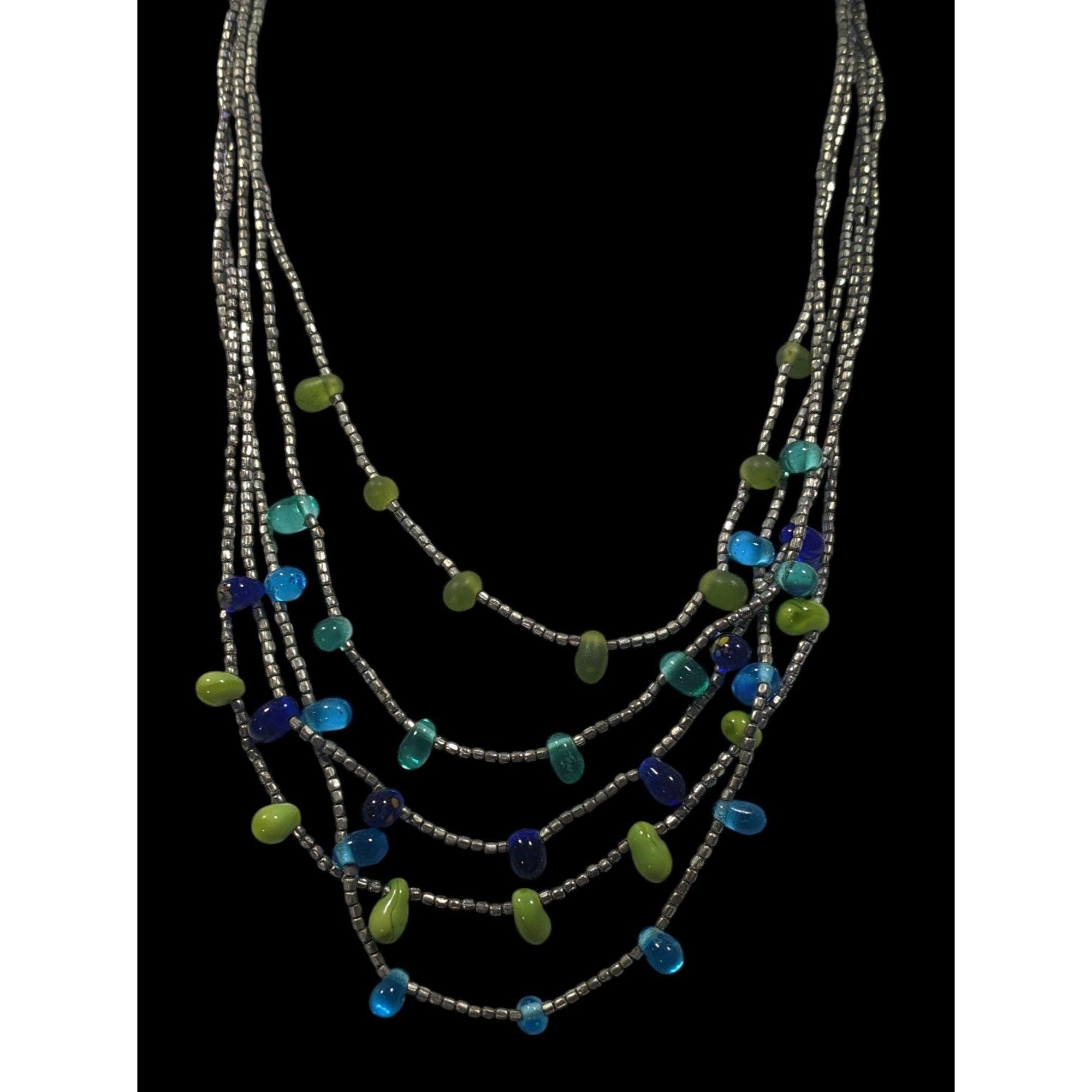 Other NY & Company Cool Tone Multilayer Glass Beaded Necklace Size ONE SIZE - 2 Thumbnail