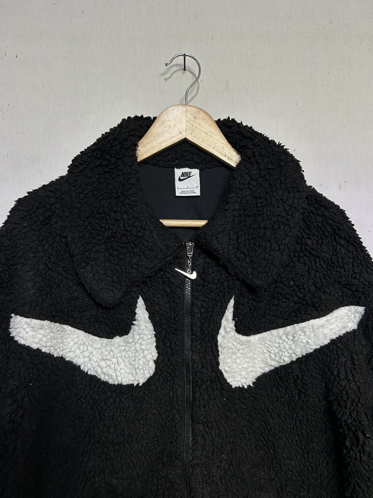 Nike × Vintage Rare🔥 Boxy Nike Double Swoosh Fleece Sherpa Size US L / EU 52-54 / 3 - 3 Thumbnail