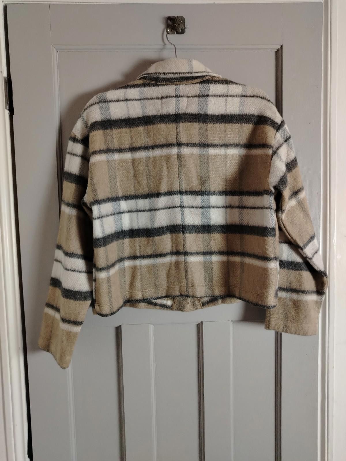 George Women's Check Shacket Size 8-10 Small Beige Plaid Cropped Size M / US 6-8 / IT 42-44 - 5 Thumbnail