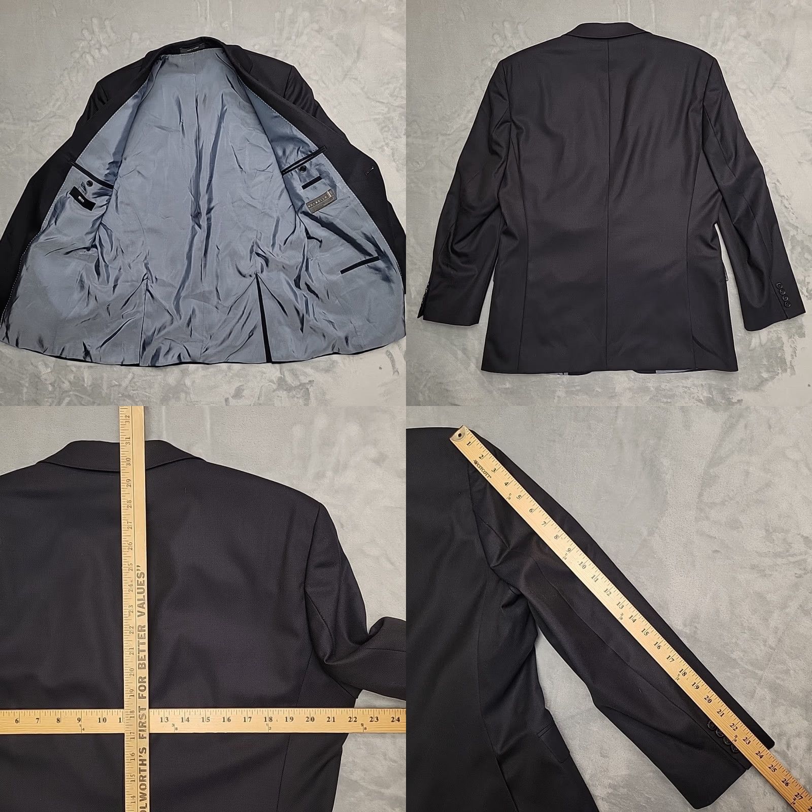 Hugo Boss Hugo Boss Blazer Mens 40R Black Wool Italy Guabello Biotech Suit Sport Jacket Size 40R - 8 Thumbnail