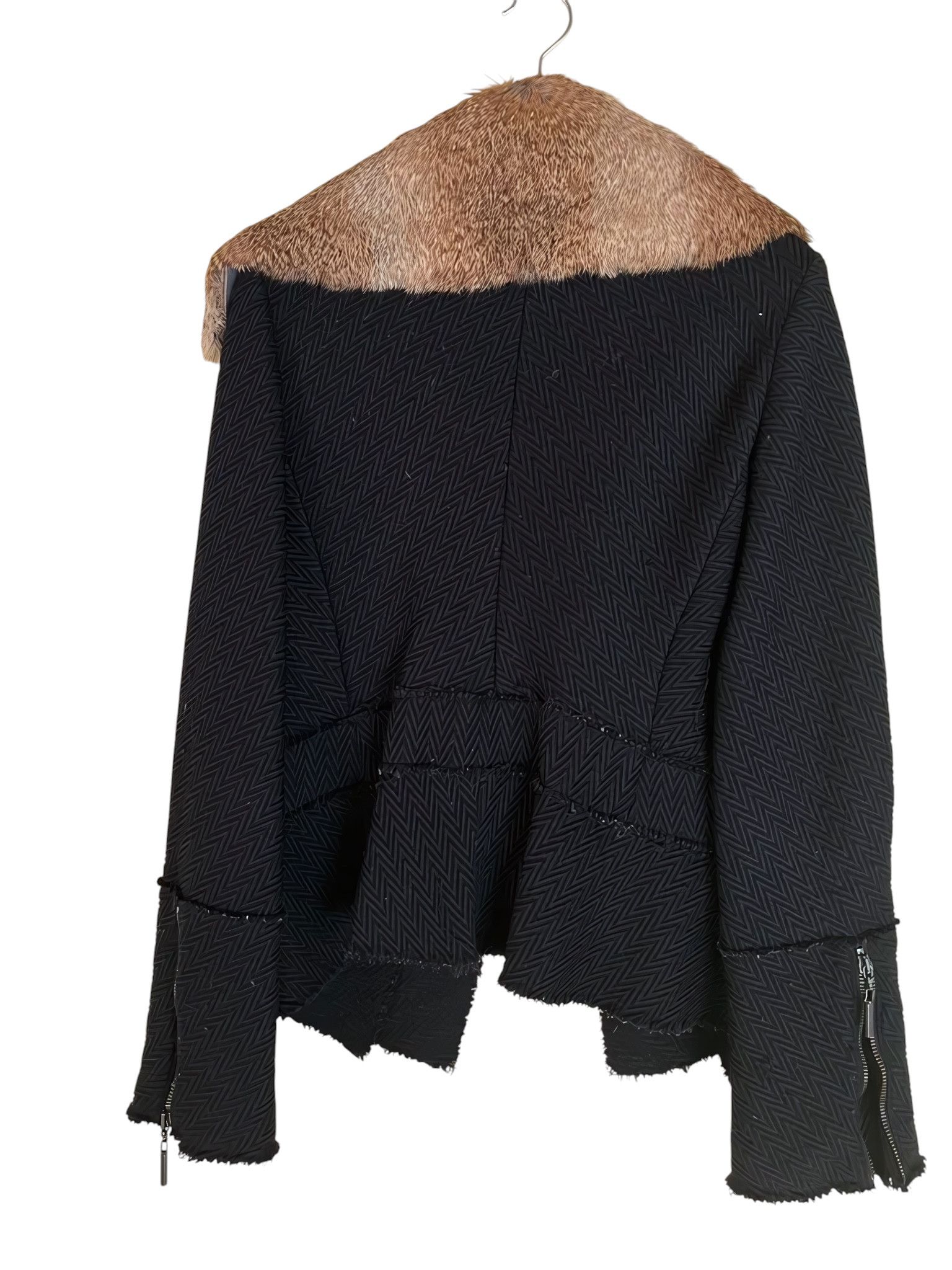 Roberto Cavalli RABBIT FUR WOOL JACKET Size L / US 10 / IT 46 - 2 Thumbnail