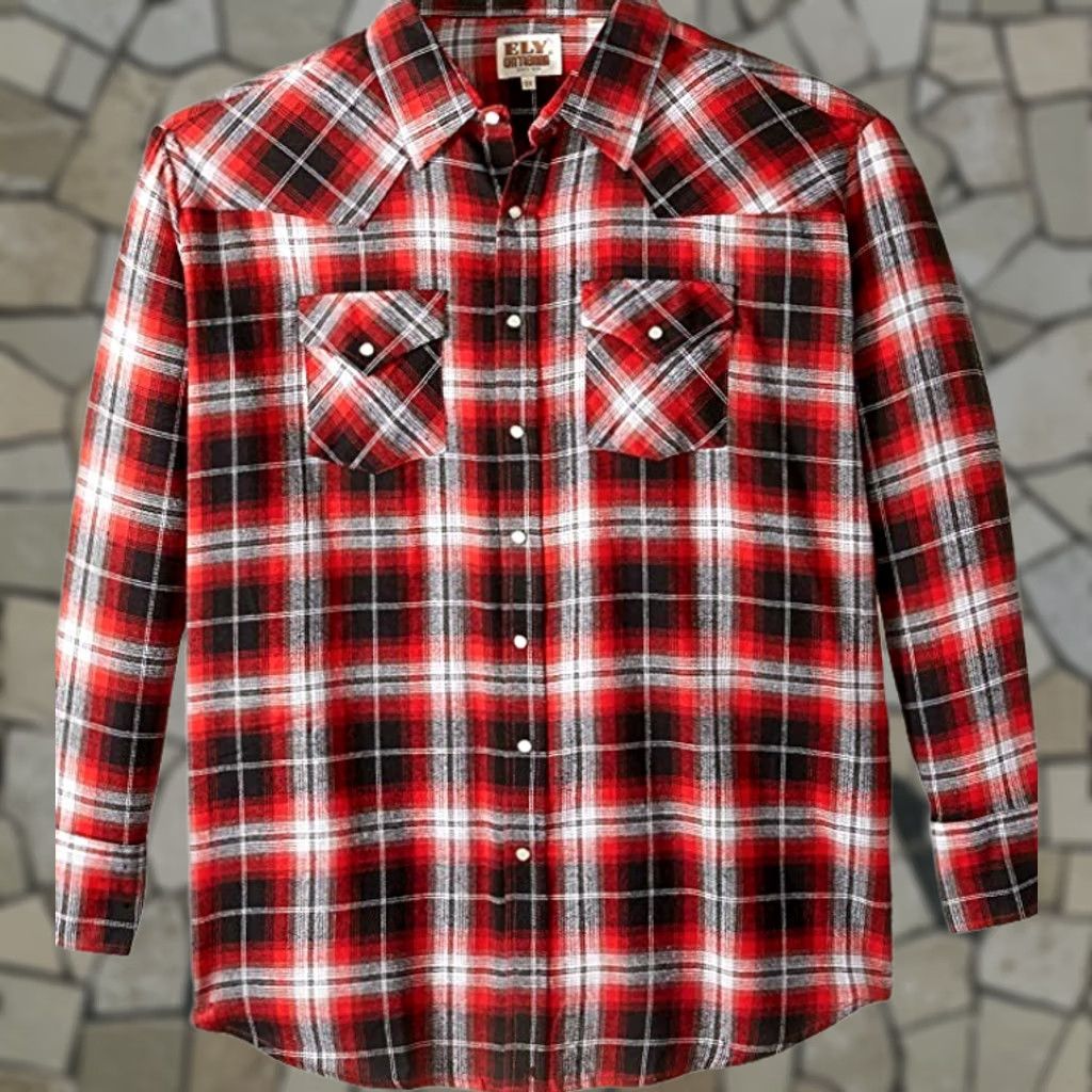 Vintage VINTAGE Ely Cattleman Men’s Long Sleeve Western Flannel Red Plaid Size 2XL Shirt Mens Regular Red Plaid Western 2XL Button-Up Size US XXL / EU 58 / 5 - 1 Thumbnail
