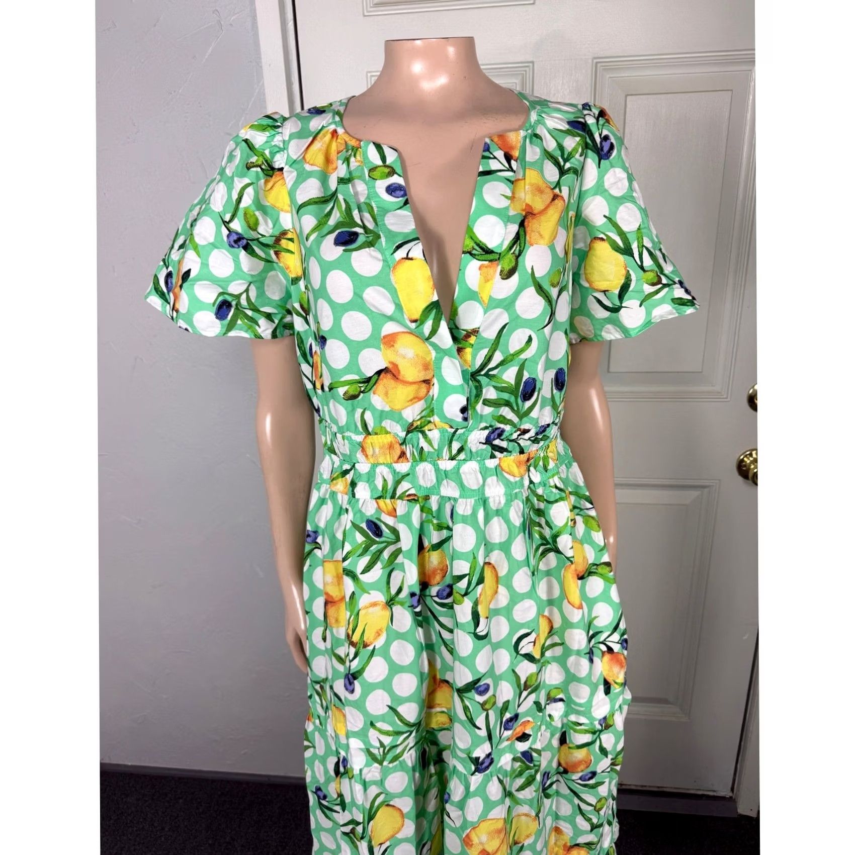 Anthropologie NEW Anthropologie Somerset Maxi Dress Small Cotton Pockets lemon Mint Y18 Size S / US 4 / IT 40 - 2 Thumbnail