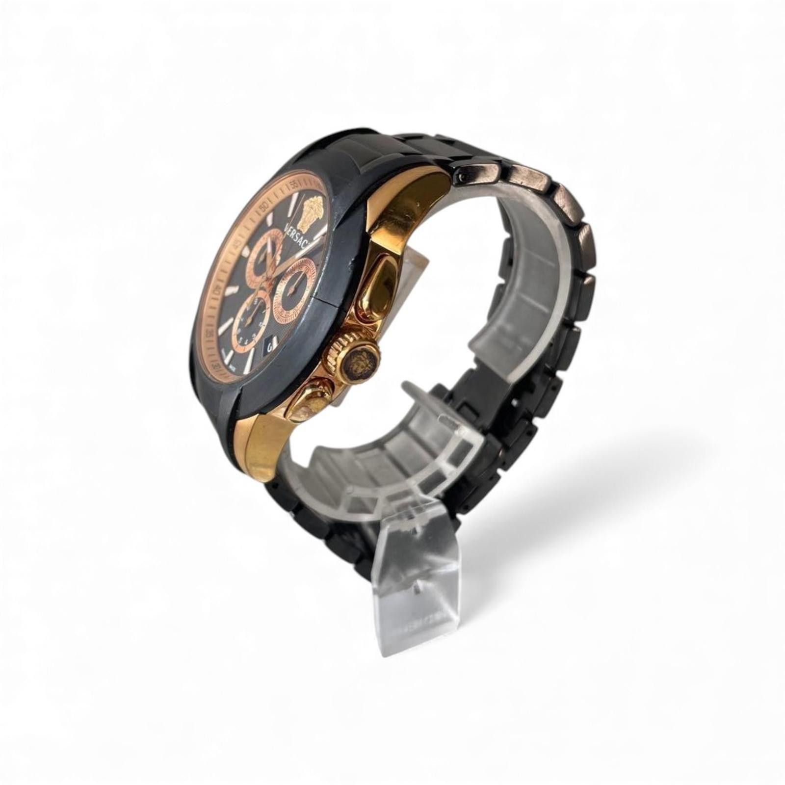 Versace Versace - Men's Black and Gold Chronograph Watch Size ONE SIZE - 2 Thumbnail