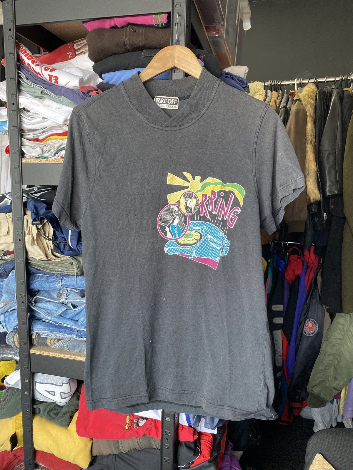 Adidas × Vintage 90s Adidas Take Off Telephone Logo Black VNTG T Shirt Mens Size US L / EU 52-54 / 3 - 1 Thumbnail