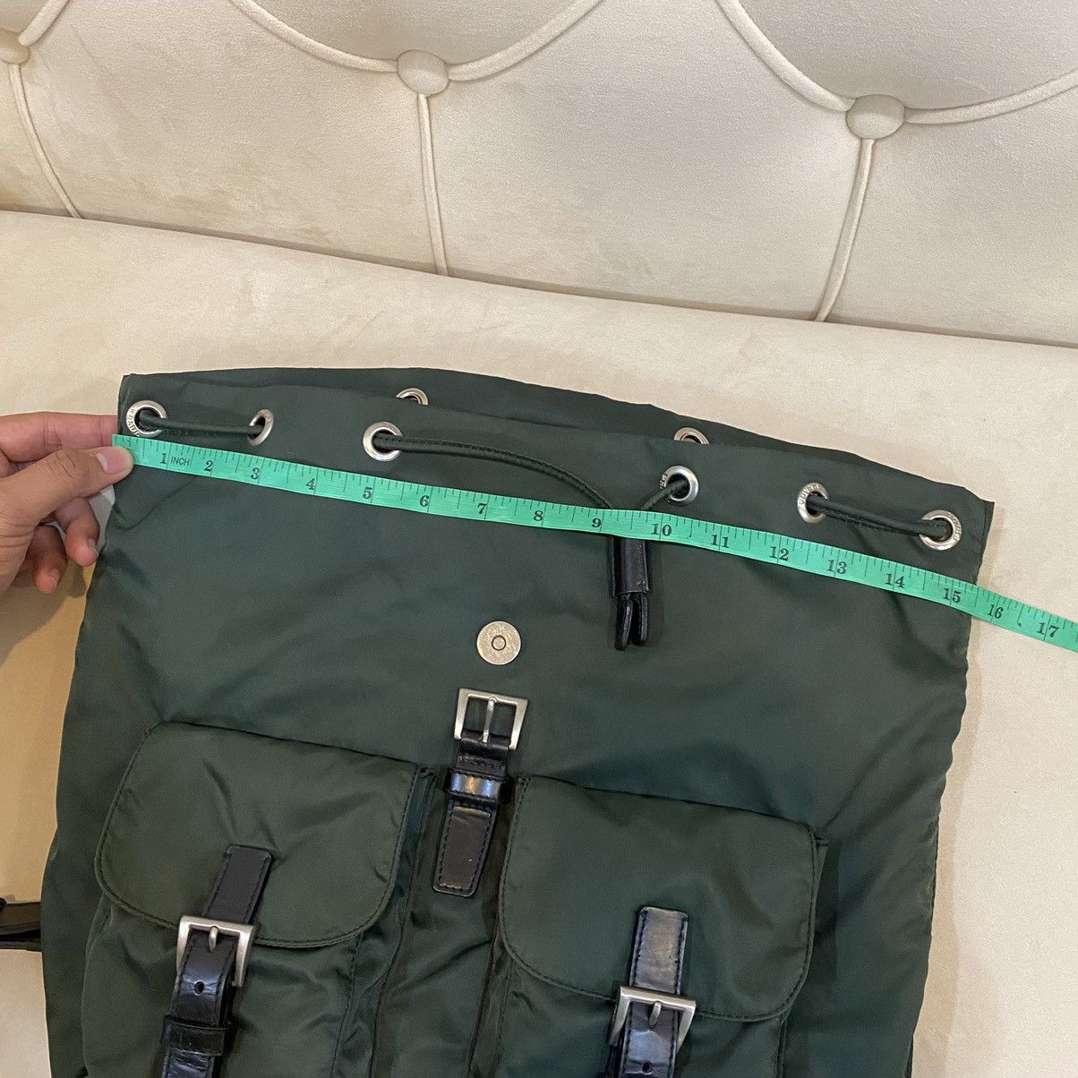 Prada × Vintage Vintage Prada Green Nylon Vela Backpack Size ONE SIZE - 21 Thumbnail