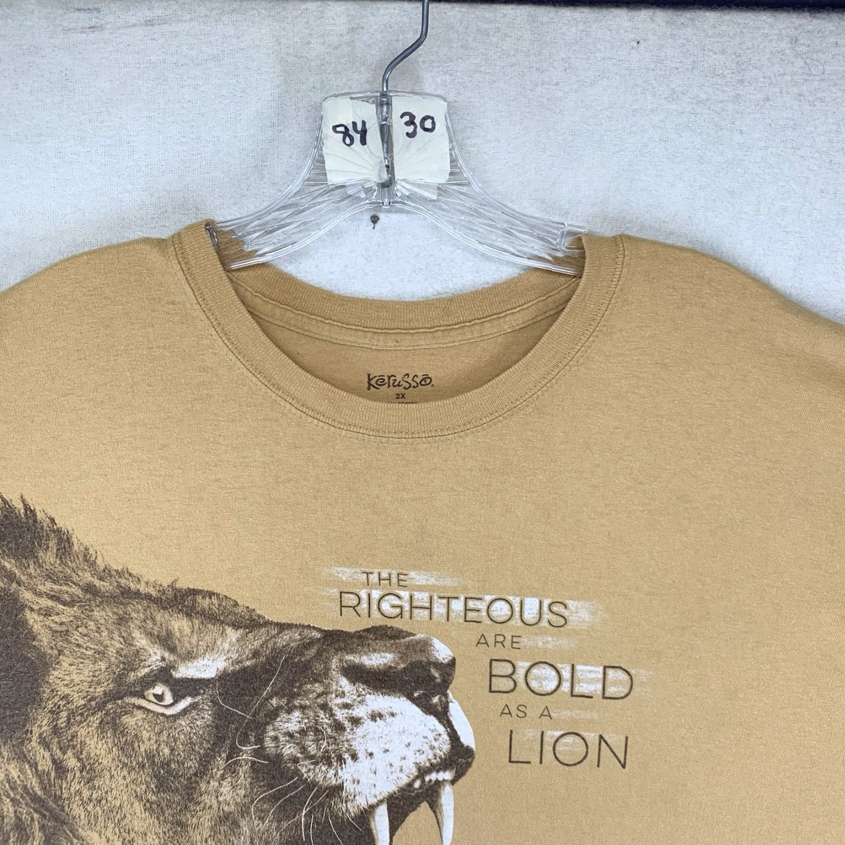 Vintage VINTAGE Christian T Shirt Men 2X Cotton Genesis 7:1 Lion Graphic Short Sleeve Brown 2000s Retro Size US XXL / EU 58 / 5 - 4 Thumbnail