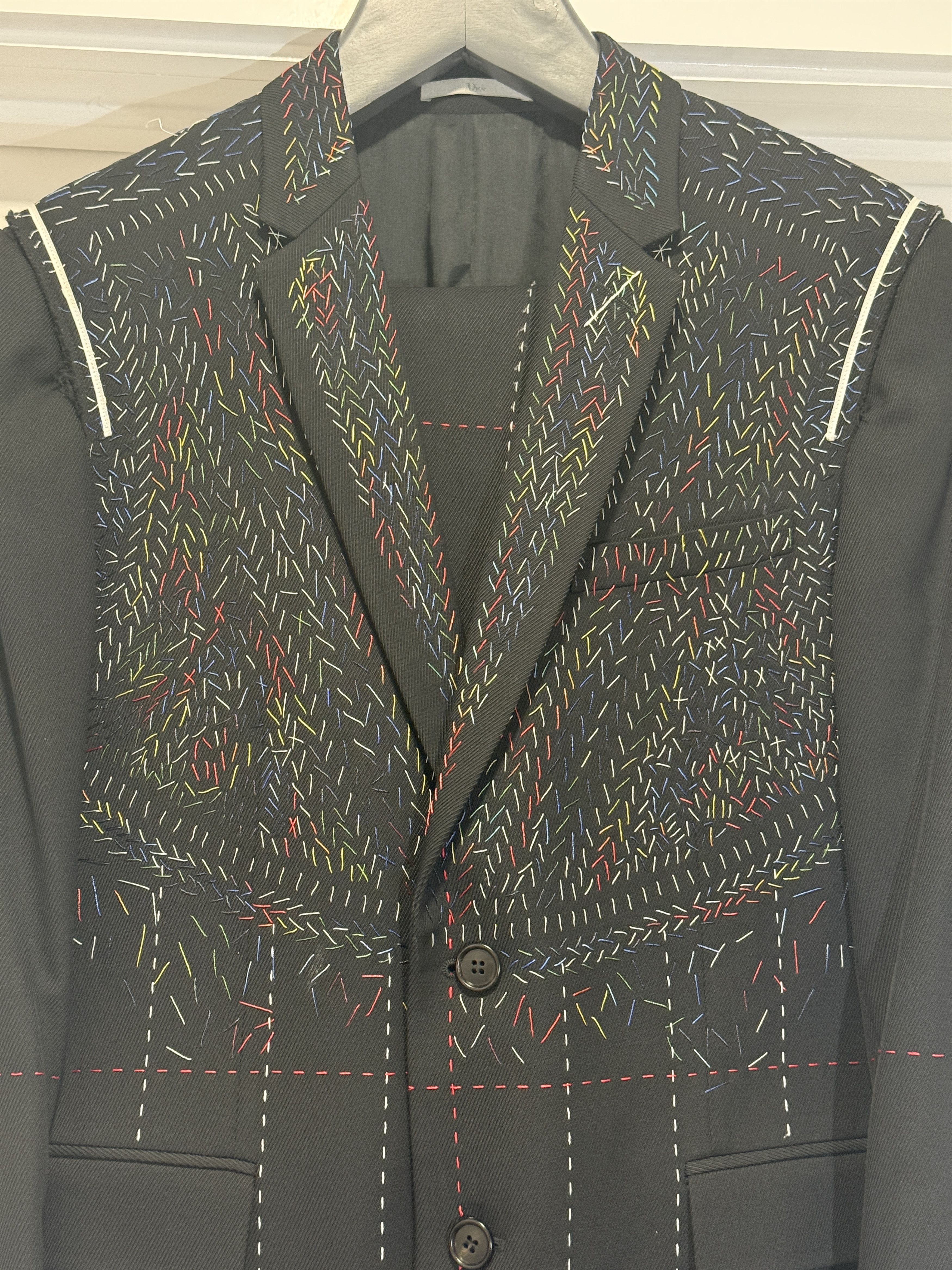 Dior Basting Stitch Suit Size 48R - 12 Thumbnail