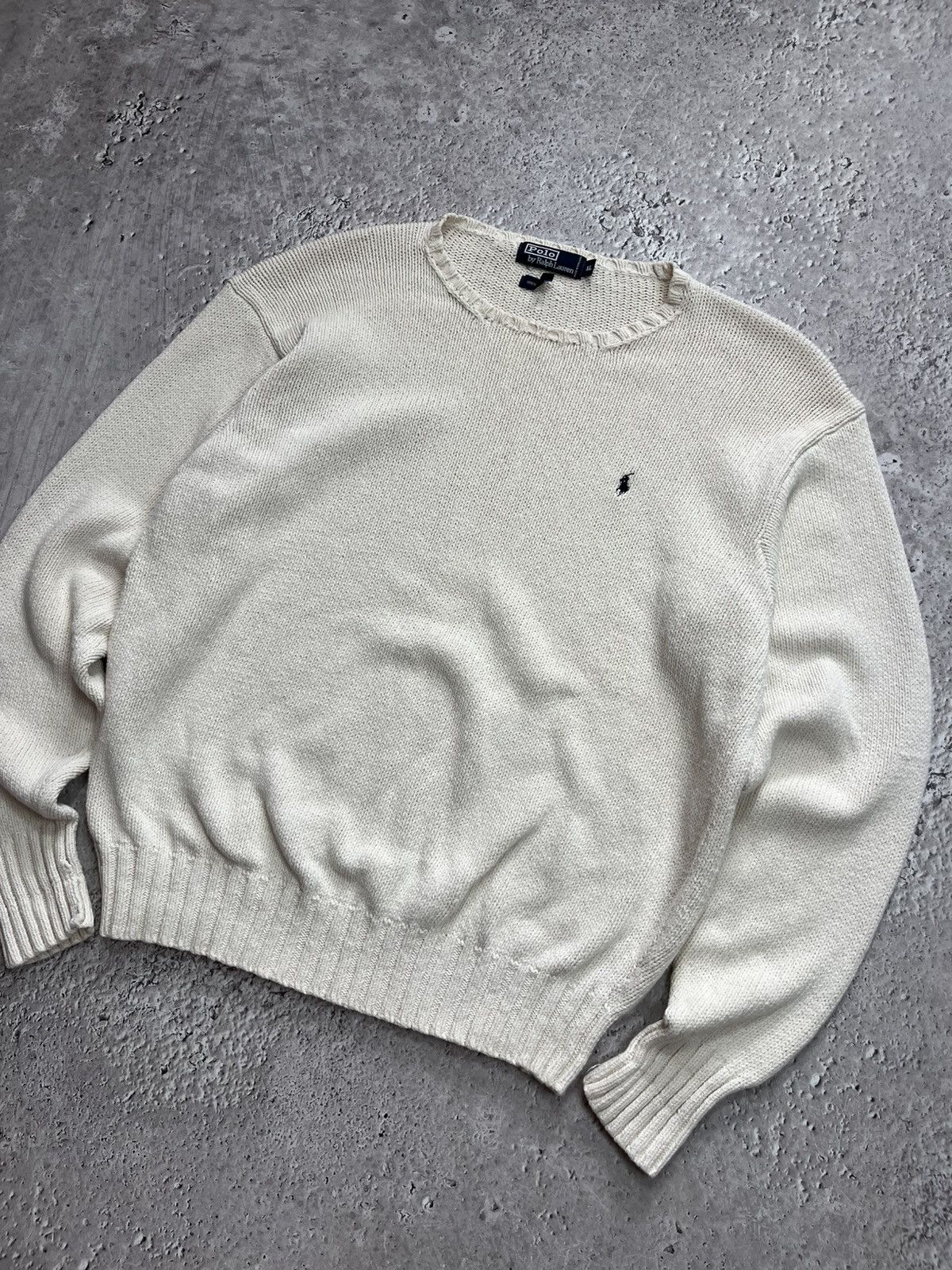 Polo Ralph Lauren Vintage Polo Ralph Lauren Men’s Knit Sweater XL Cream Cotton Size US XL / EU 56 / 4 - 6 Thumbnail