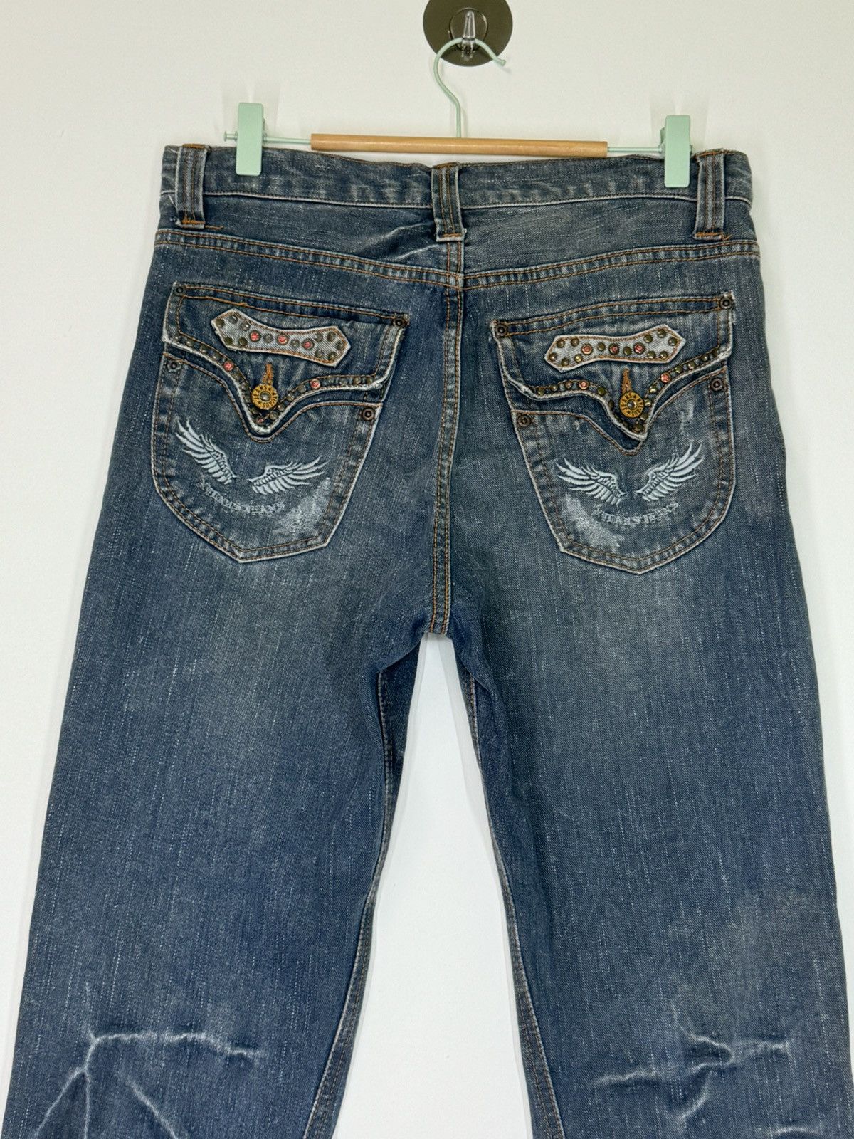 If Six Was Nine FLARE TWIST LEG NYLAUS THUNDER⚡️DISTRESSED JEANS Size US 32 / EU 48 - 11 Thumbnail