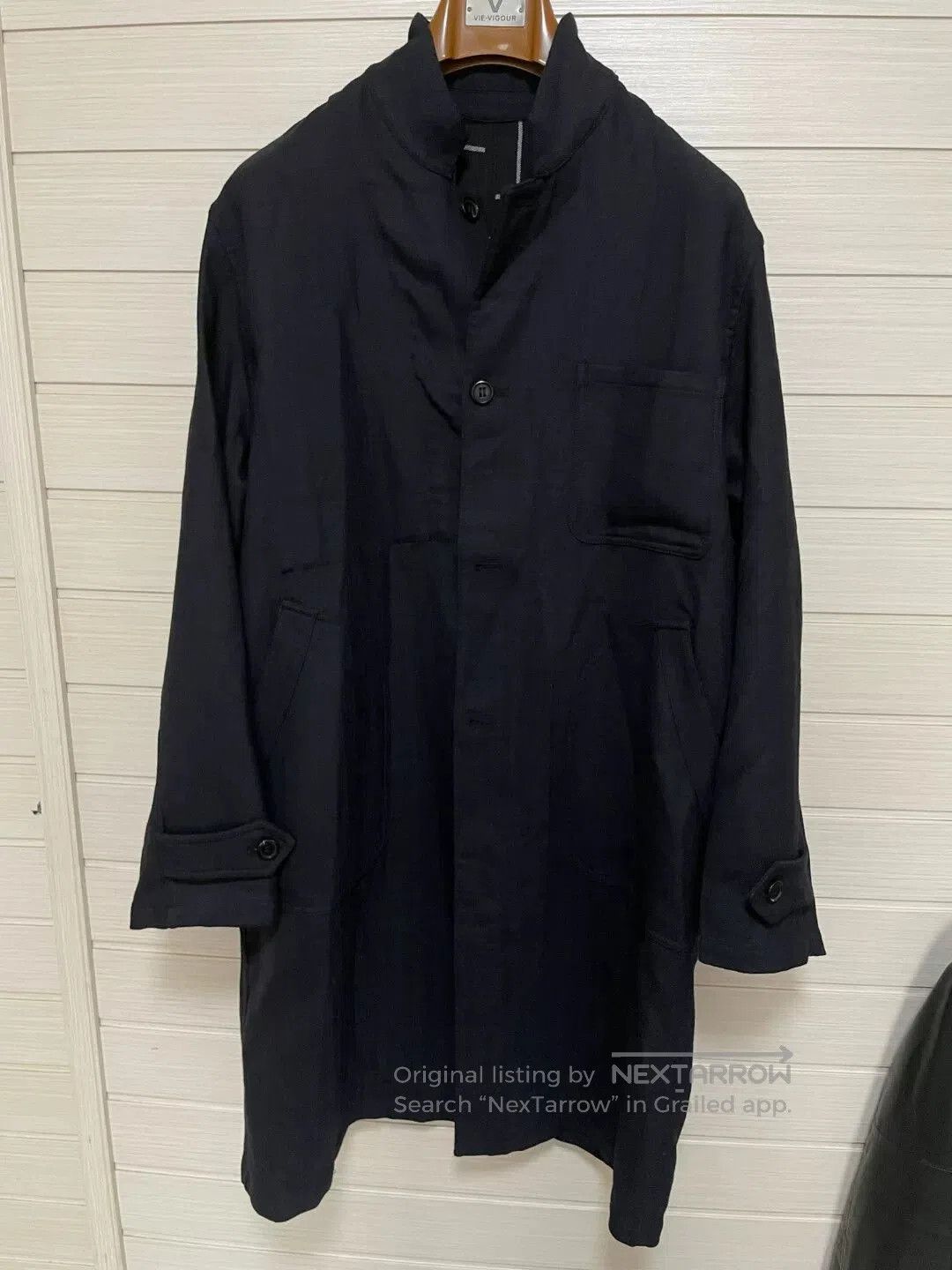 Croquis Stand Collar Wool Coat.