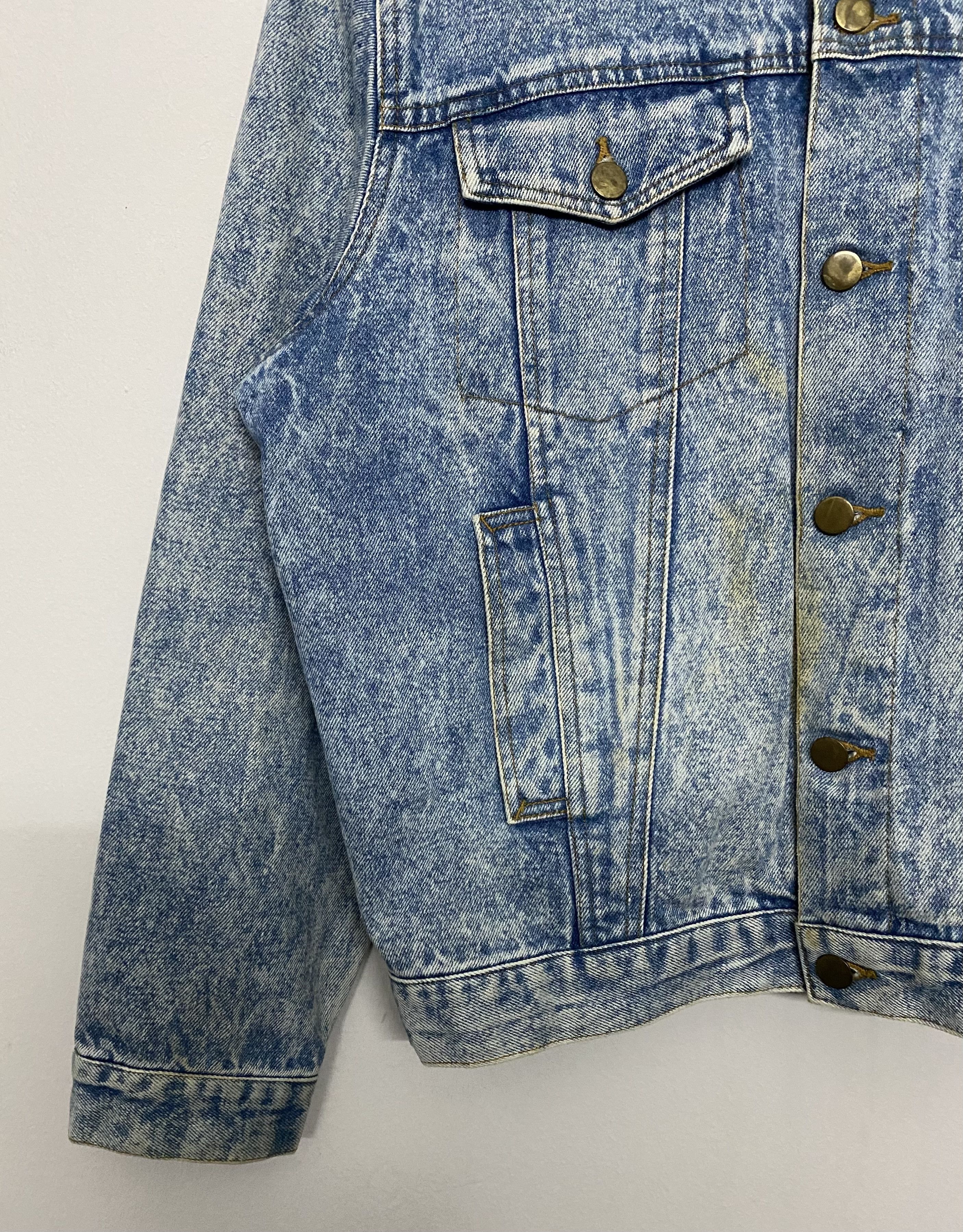 Vintage 80s Japanese PIA Acid Wash Denim Trucker Jacket Size US L / EU 52-54 / 3 - 5 Thumbnail