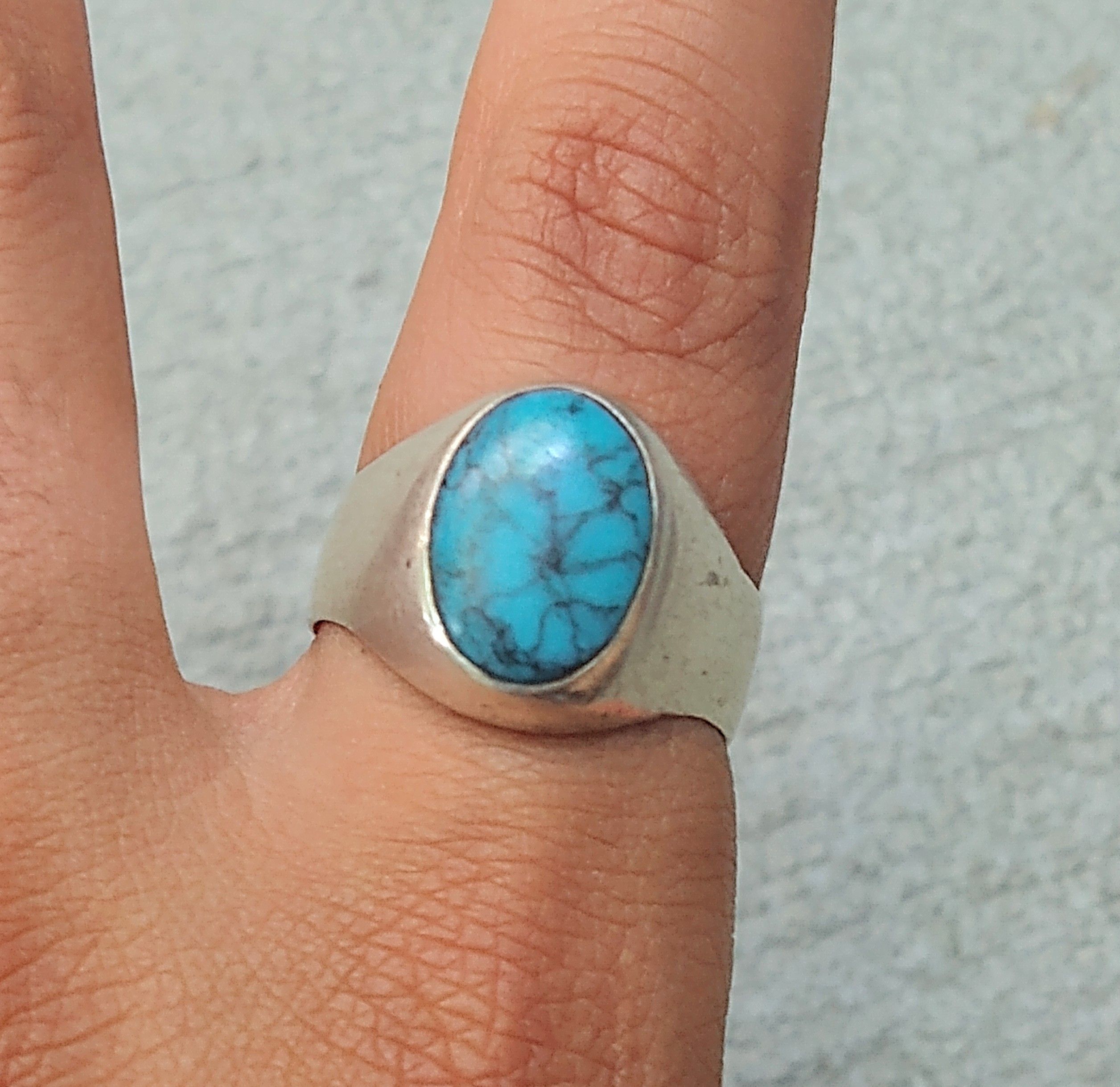 Other Vintage Sterling Silver Ring 12.25 Faux Turquoise Howlite Size ONE SIZE - 14 Thumbnail
