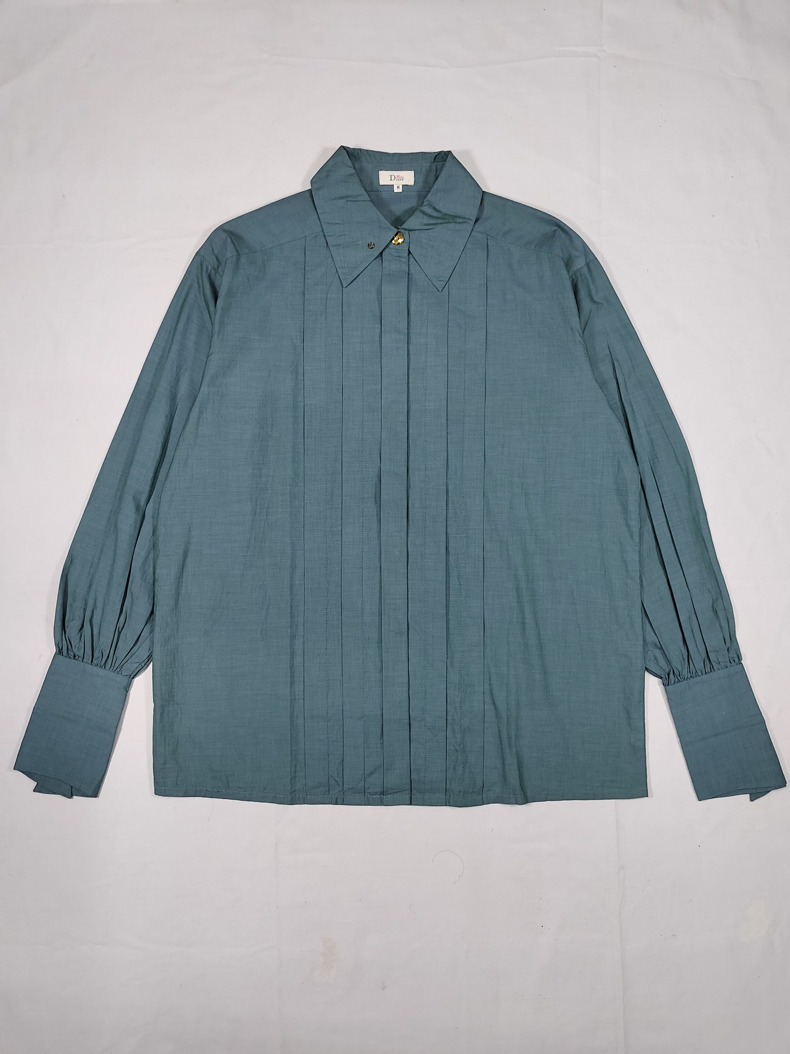 Dior 90s Miss Dior- Classic Couture Pleated Gold Button Blouse Size L / US 10 / IT 46 - 4 Thumbnail
