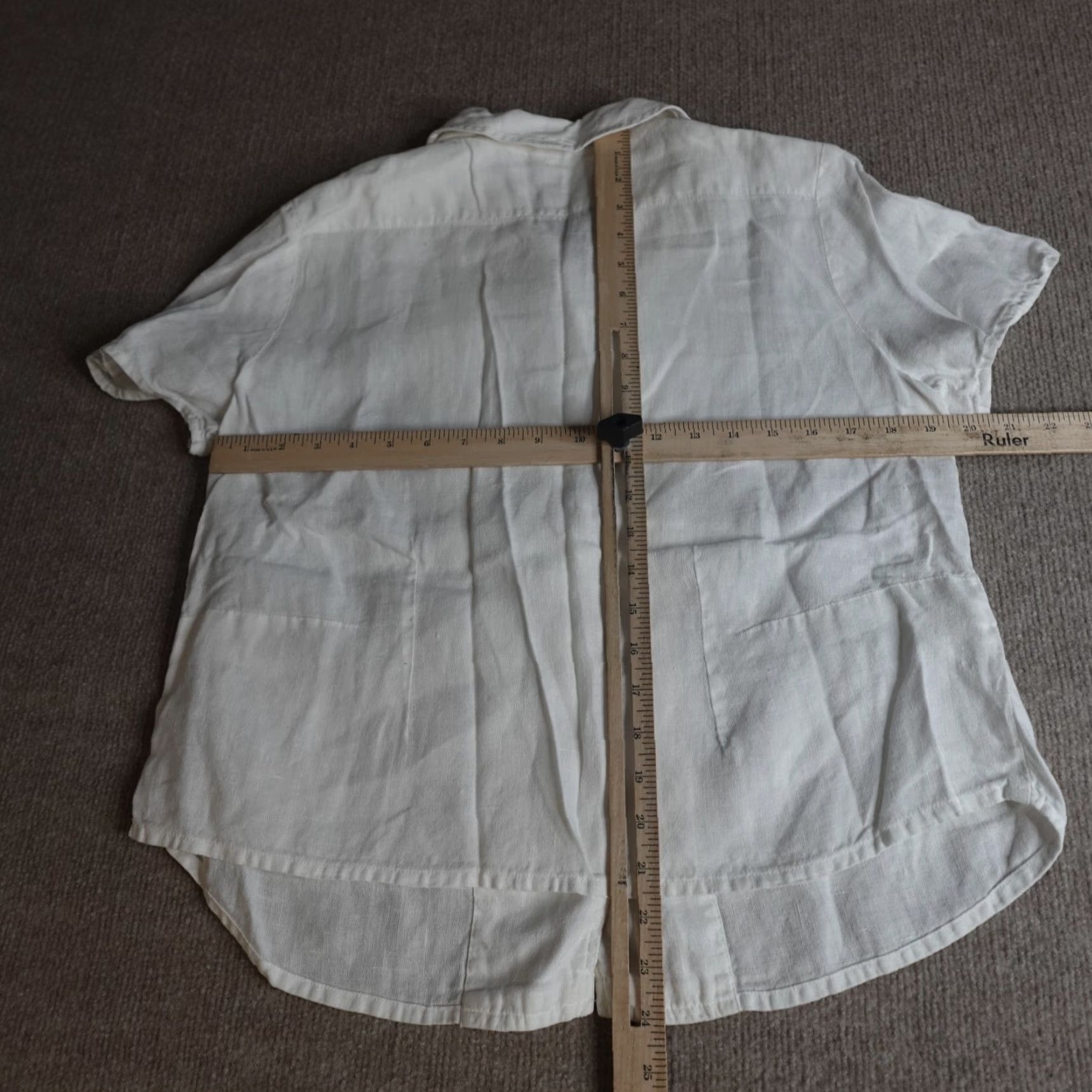 FLAX FLAX Womens Shirt Small White Solid Linen Button Front Size S / US 4 / IT 40 - 4 Thumbnail