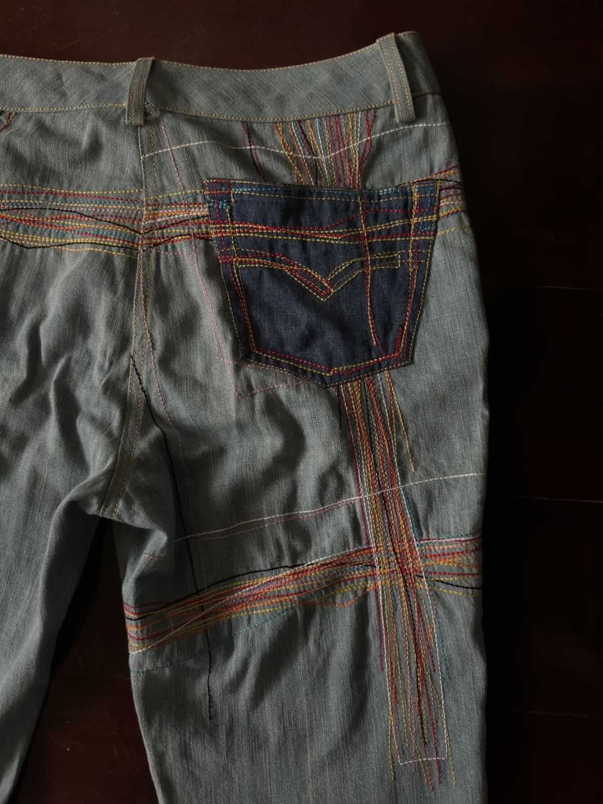 John Galliano John Galliano Resort 2002 Rainbow Stitching Jeans Size US 29 - 10 Thumbnail