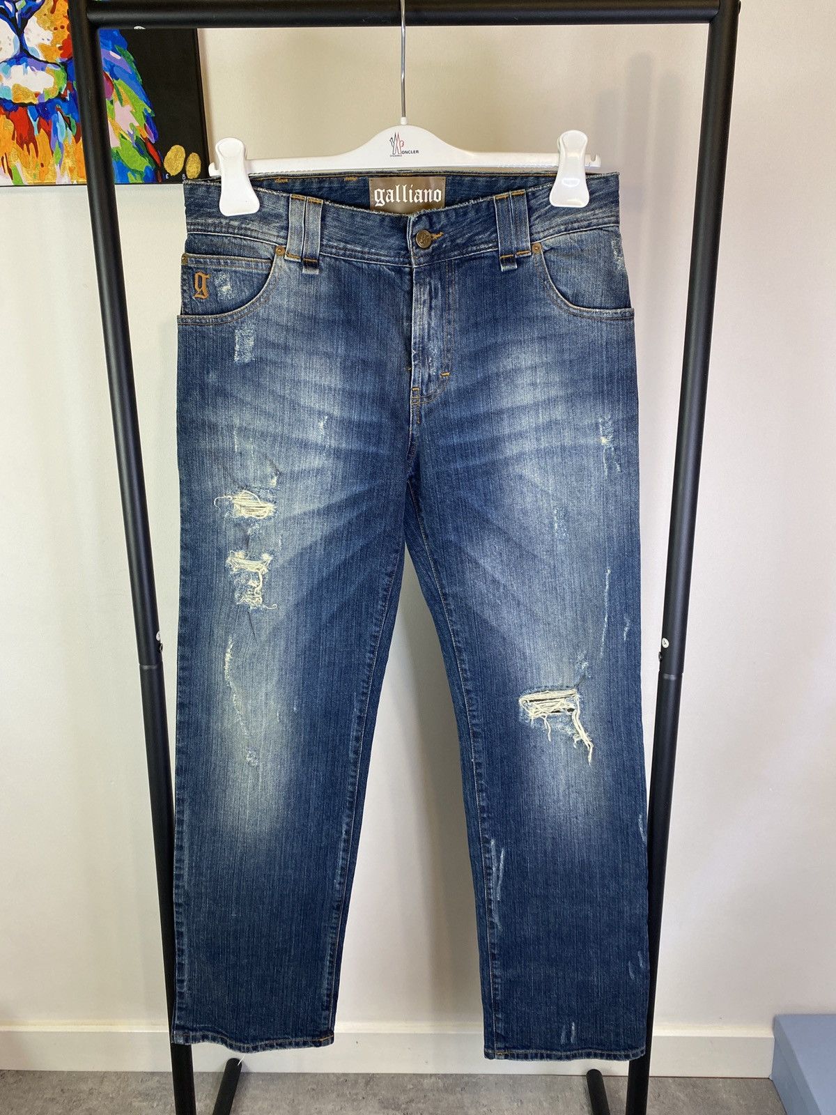 John Galliano Galliano Distressed Blue Jeans Denim Pants Size US 31 - 2 Thumbnail