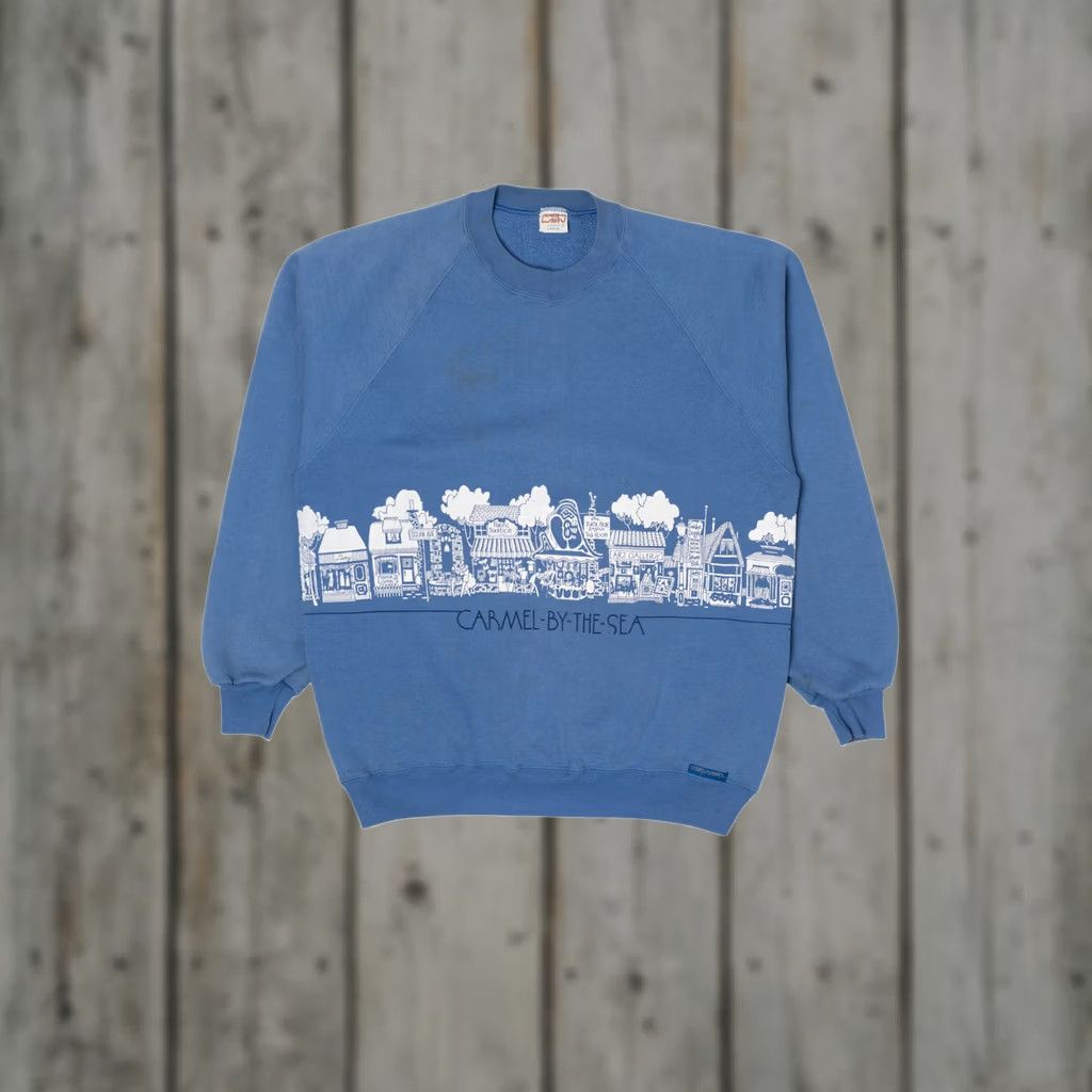 Vintage VINTAGE Crazy Shirtz Wrap Around Raglan Sweatshirt Shirt Large Blue 1990s Mens Womens Girls Boys Regular Cotton Polyester USA Size US L / EU 52-54 / 3 - 1 Thumbnail