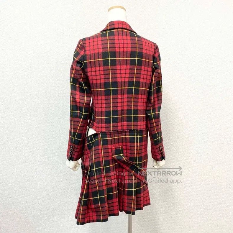 Comme des Garcons Comme Des Garcons Red Vintage Plaid Ripped Design Long Coa Size XS / US 0-2 / IT 36-38 - 2 Thumbnail