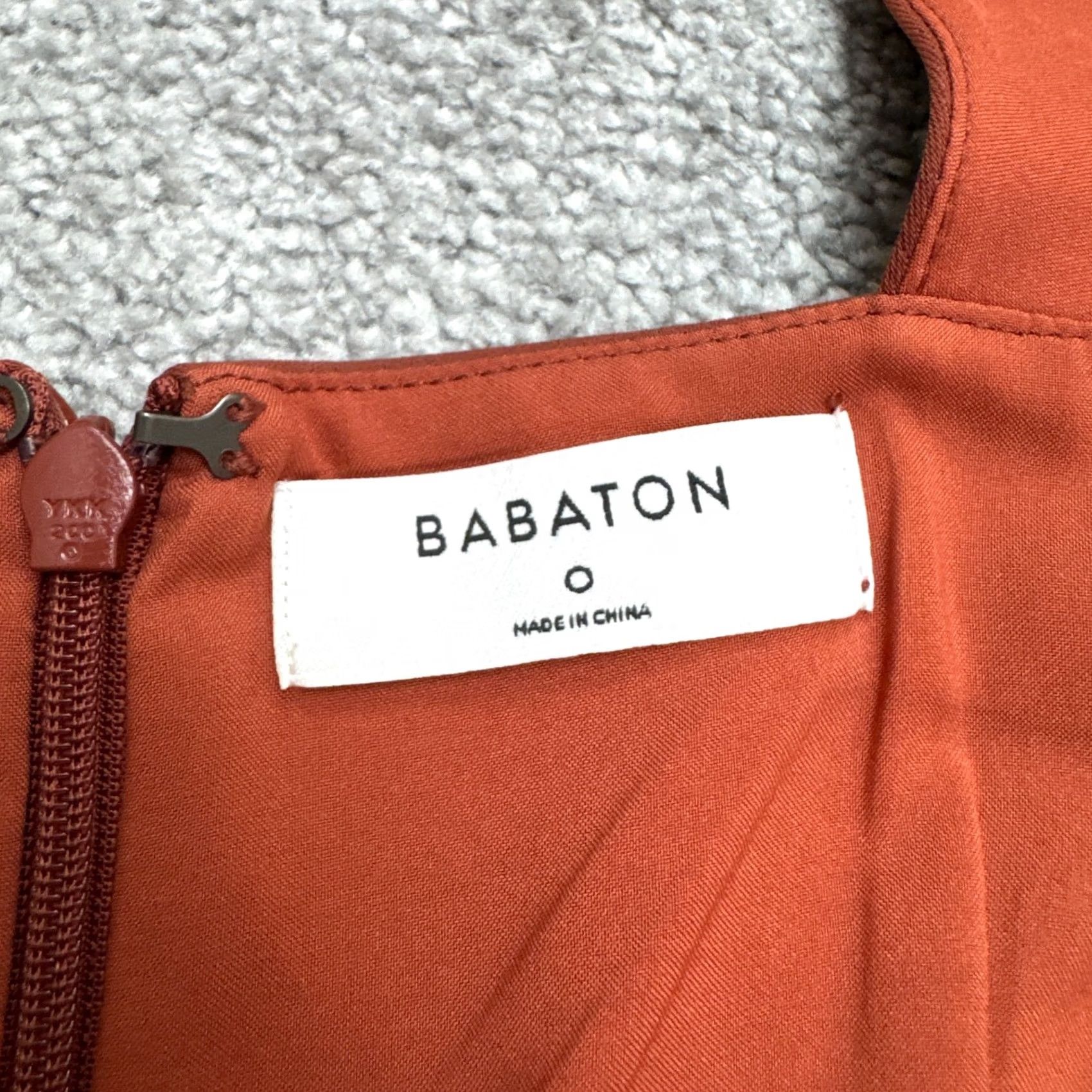 Vintage Babaton Dress Womens 0 Rust Orange Midi Sheath Square Neck Side Slit Size XS / US 0-2 / IT 36-38 - 5 Thumbnail