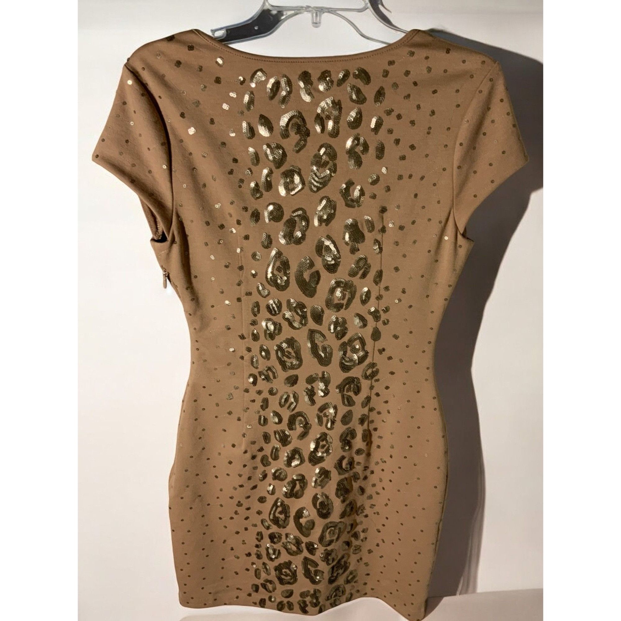 Bcbgmaxazria BCBGMaxazria Womens Camel Leopard Sequin Mini Dress Small Size S / US 4 / IT 40 - 2 Thumbnail