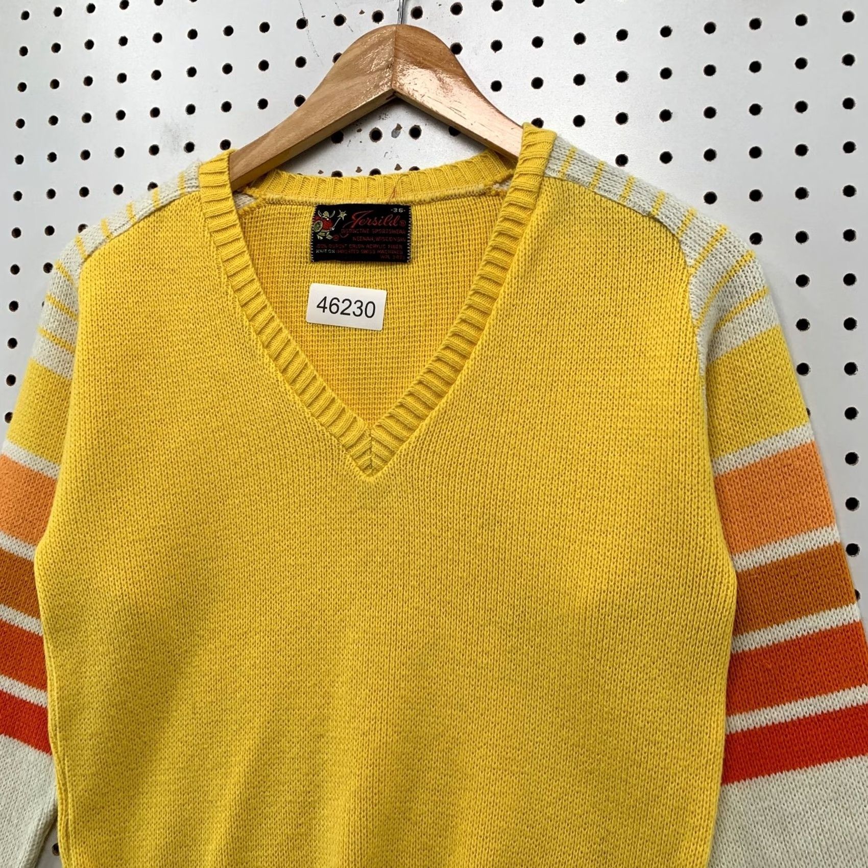 Vintage VINTAGE Jersild Sweater Mens Yellow 60s Striped Sleeve Orlon Knit Size 32 Size US XS / EU 42 / 0 - 5 Thumbnail