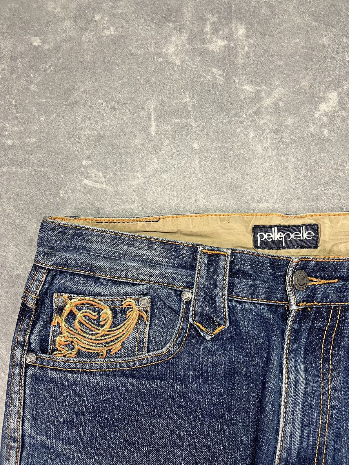 Pelle Pelle Pelle Pelle Vintage Leather Logo Baggy Denim Jeans 34 Size US 34 / EU 50 - 6 Thumbnail
