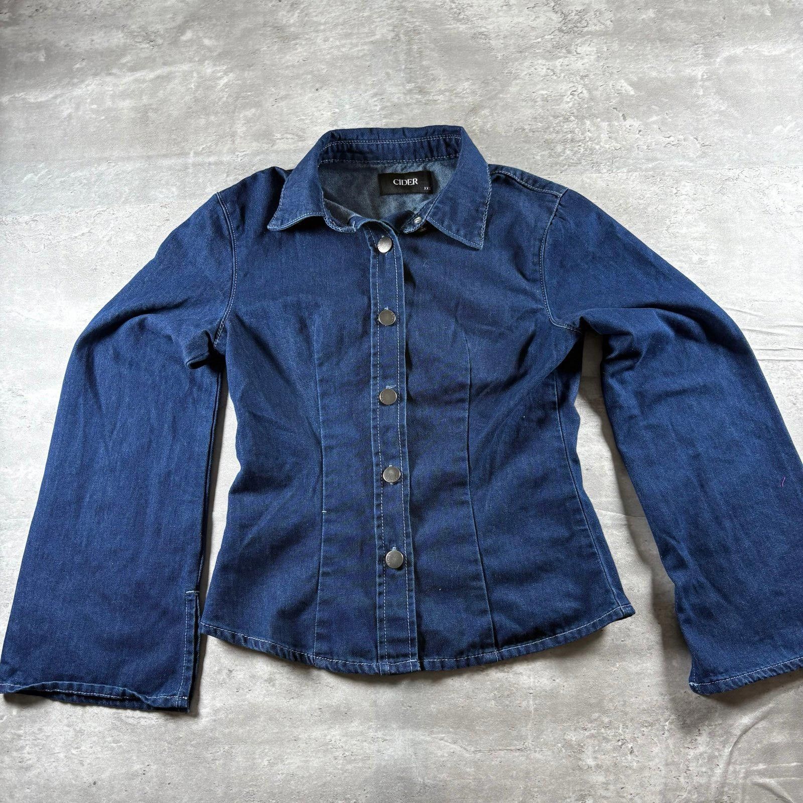Cyderhouse Cider Denim Stand Collar Bell Sleeve Blouse Size XXS / US 00 / IT 34 - 1 Thumbnail