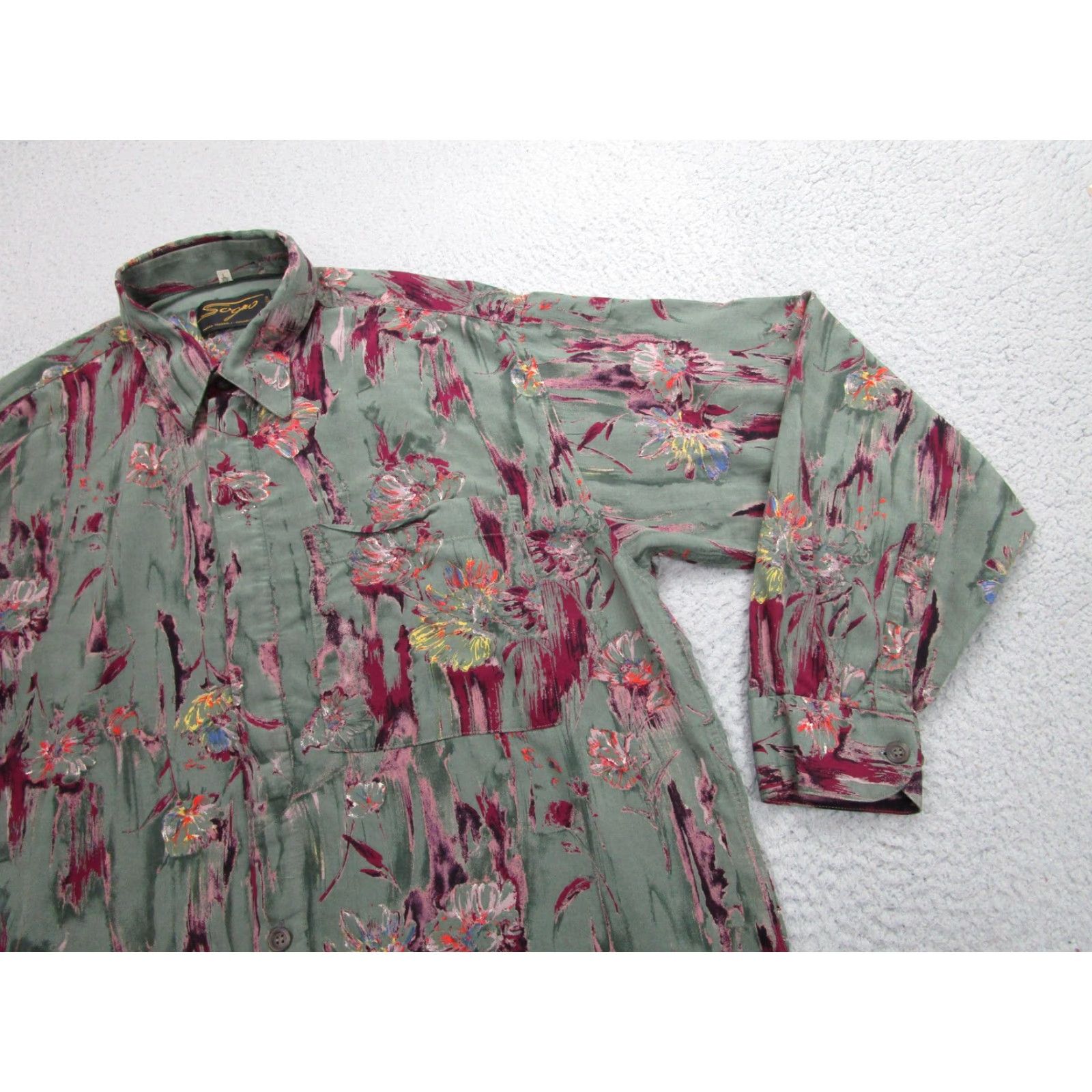 Vintage VINTAGE Segno Shirt Mens Large Green Abstract Floral Button Up Made Italy 90s Size US L / EU 52-54 / 3 - 2 Thumbnail