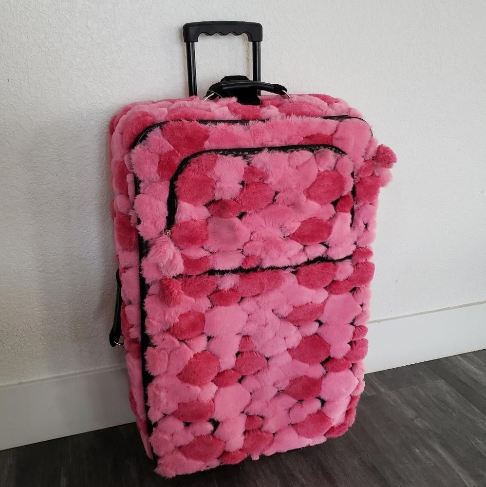 Designer Pink Faith Knight Faux Fur Poofball Luggage Size ONE SIZE - 1 Thumbnail